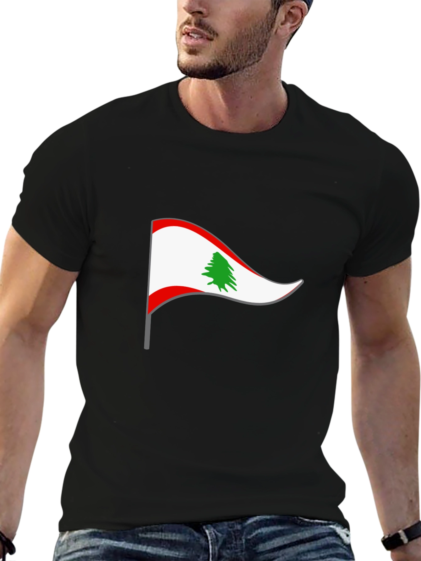 Lebanon Flag Graphic Tee - Black T-Shirt