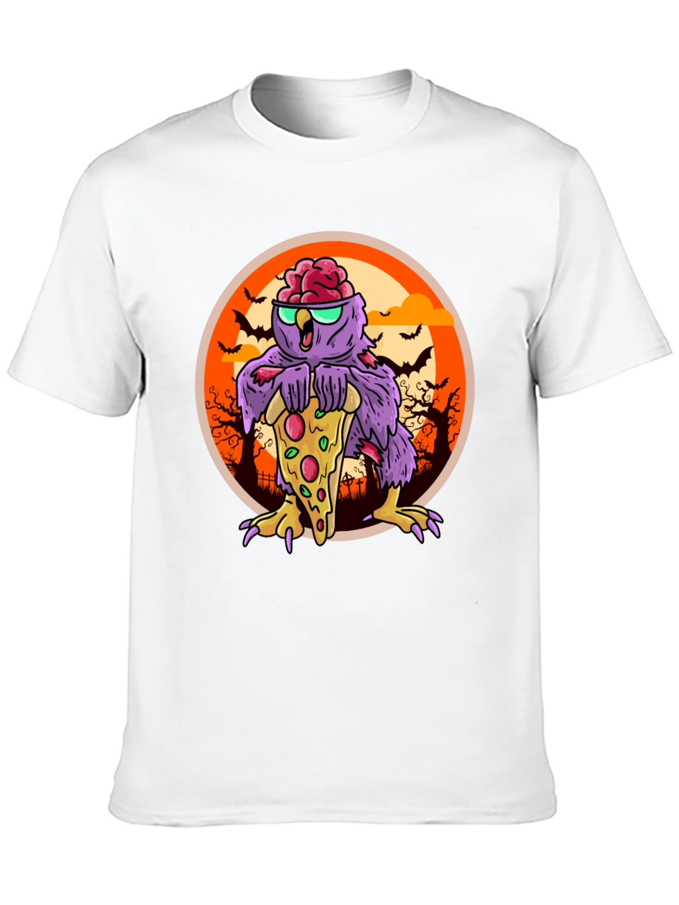 Zombie Owl Pizza Lover T-Shirt - Halloween Ready!