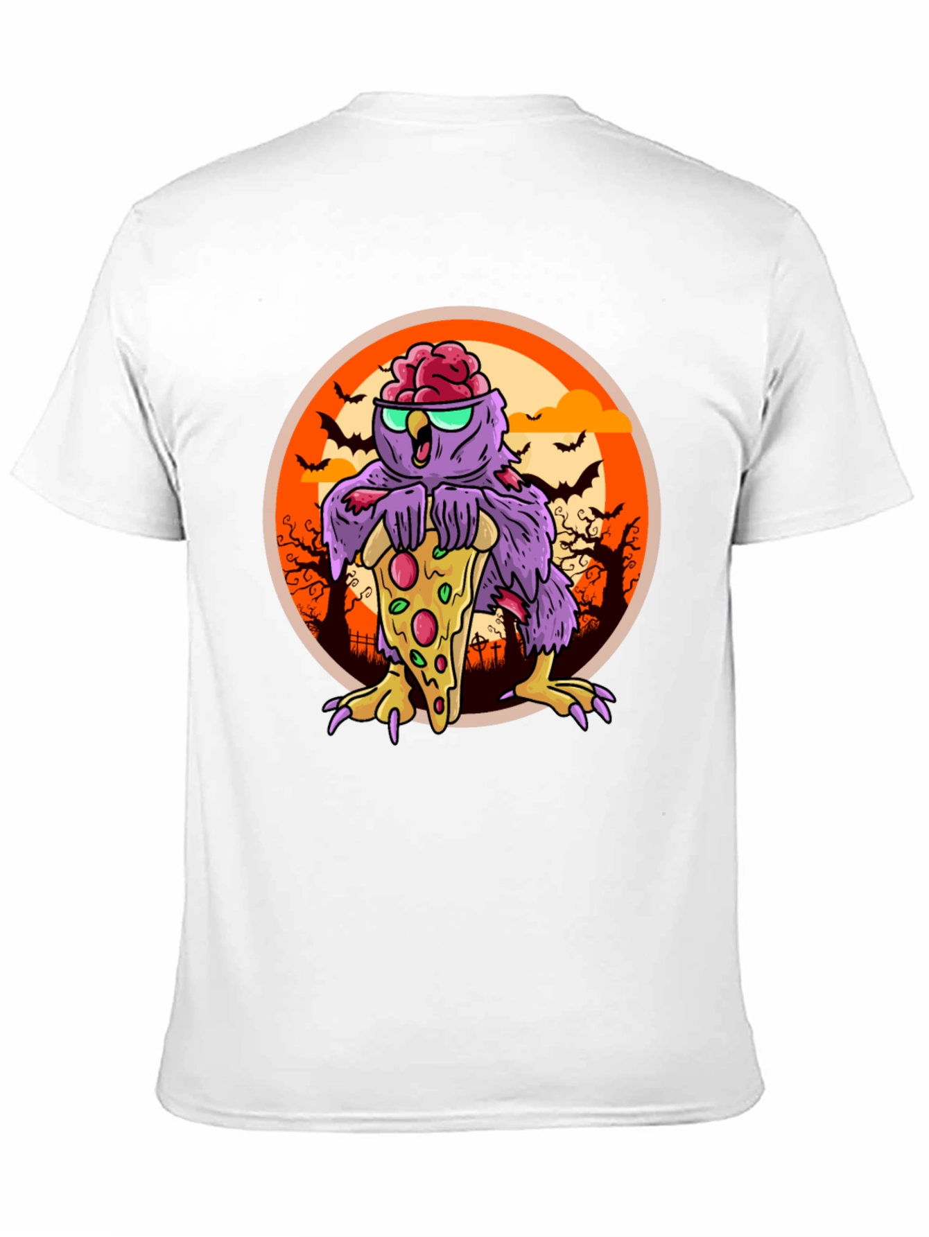 Zombie Owl Pizza Lover T-Shirt - Halloween Ready!