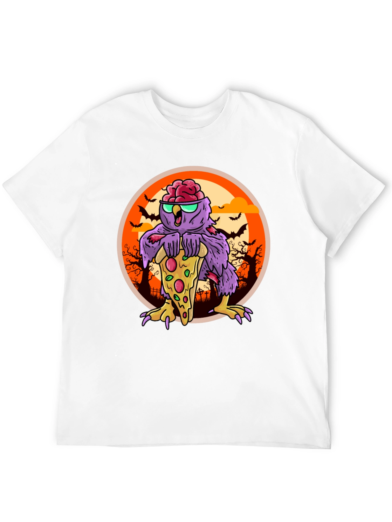 Zombie Owl Pizza Lover T-Shirt - Halloween Ready!