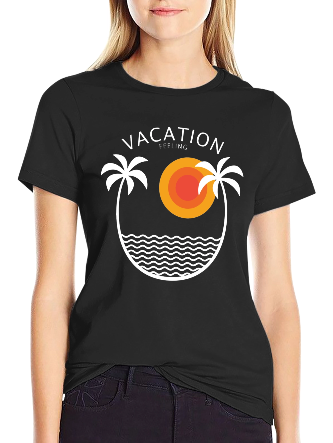 Vacation Feeling Black T-Shirt
