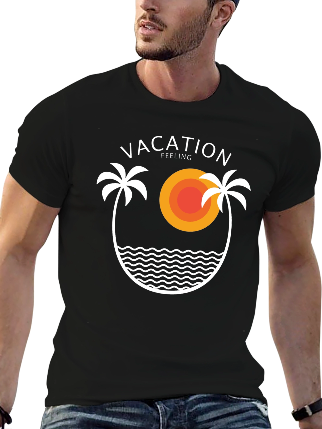 Vacation Feeling Black T-Shirt