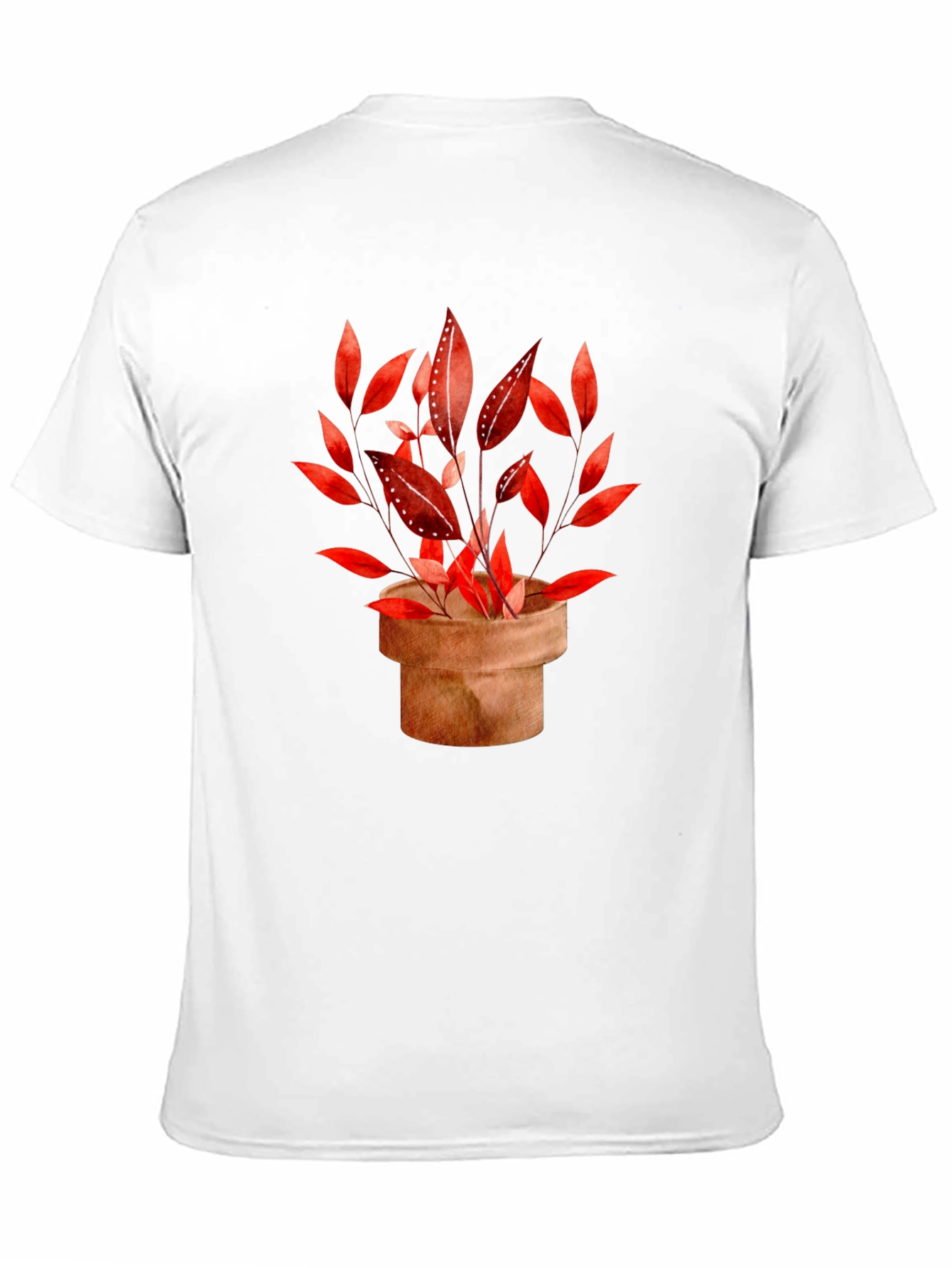 Potted Red Leaf Plant Black T-Shirt