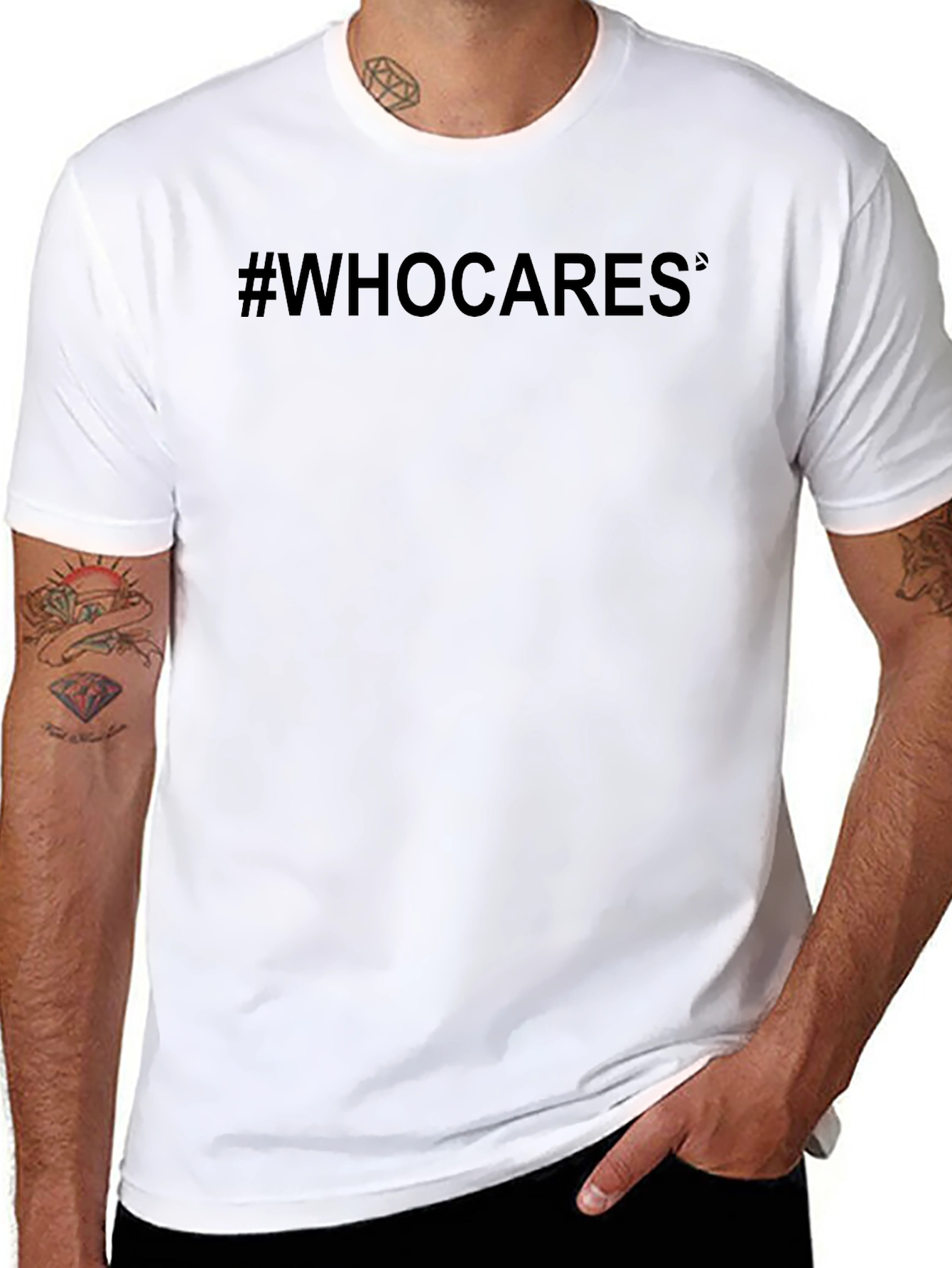 #WHOCARES Black T-Shirt - Mens Crew Neck Tee