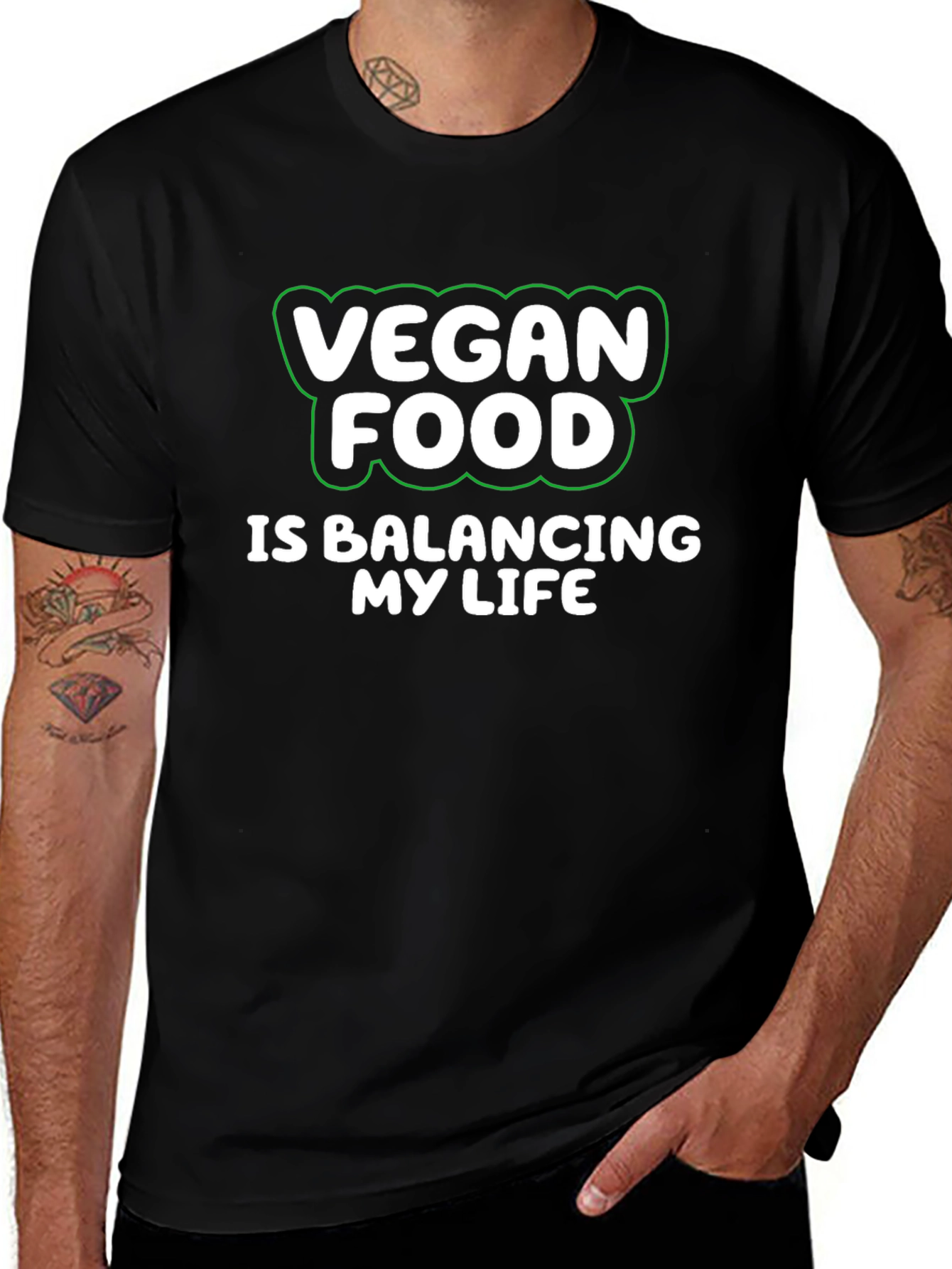 Vegan Food Balancing Life T-Shirt - Black