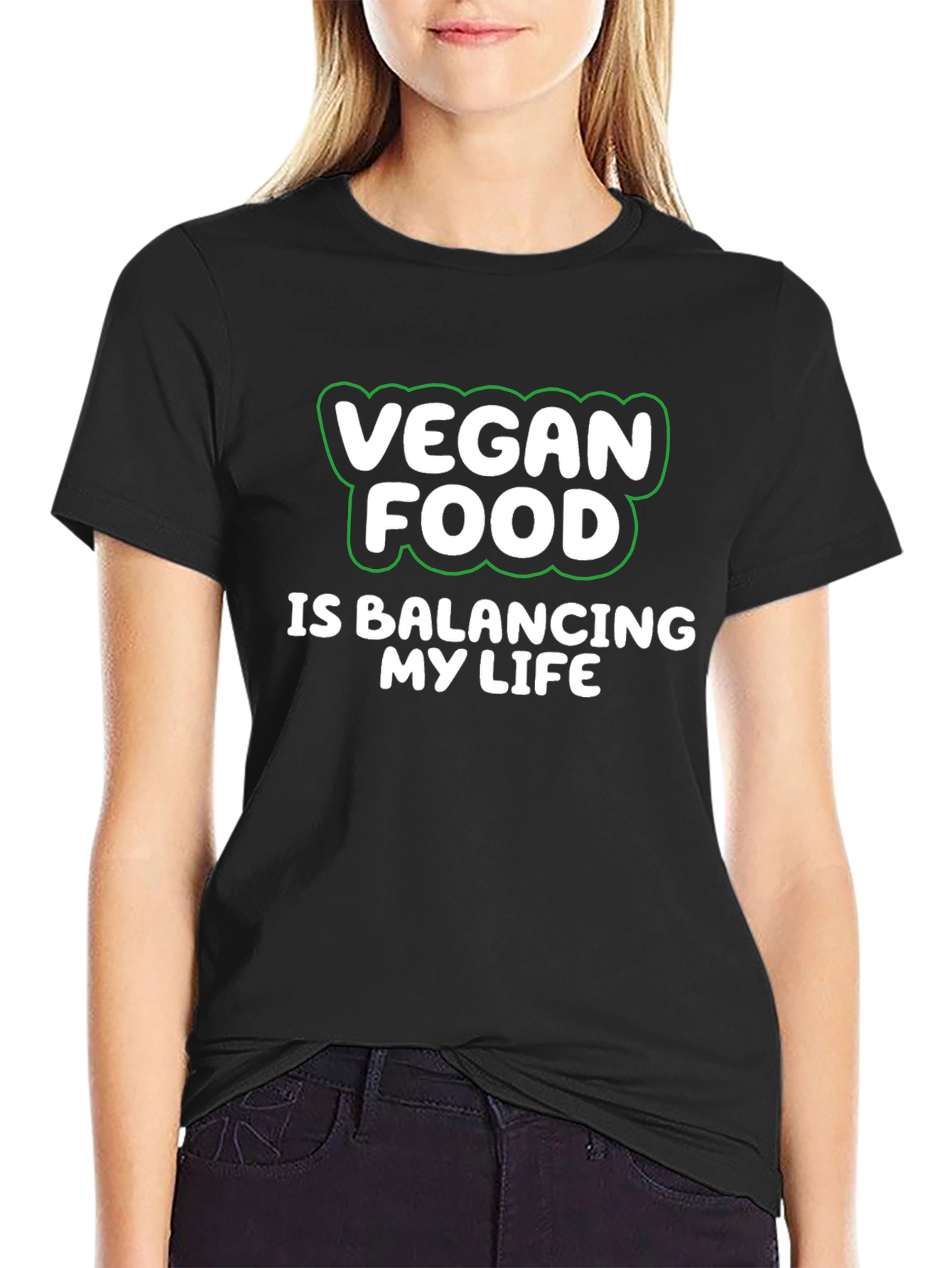 Vegan Food Balancing Life T-Shirt - Black
