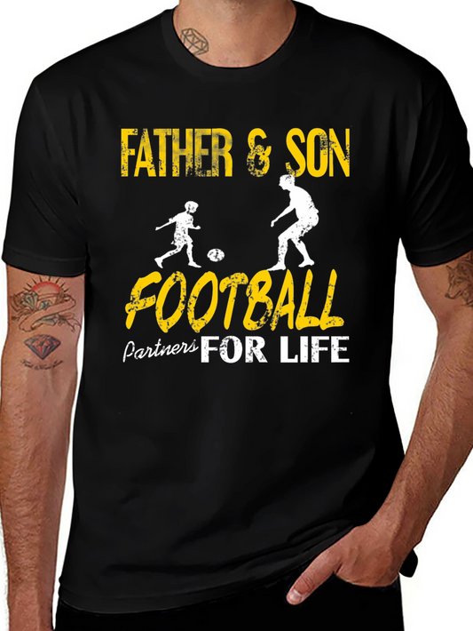 Father & Son Football Partners for Life Black T-Shirt