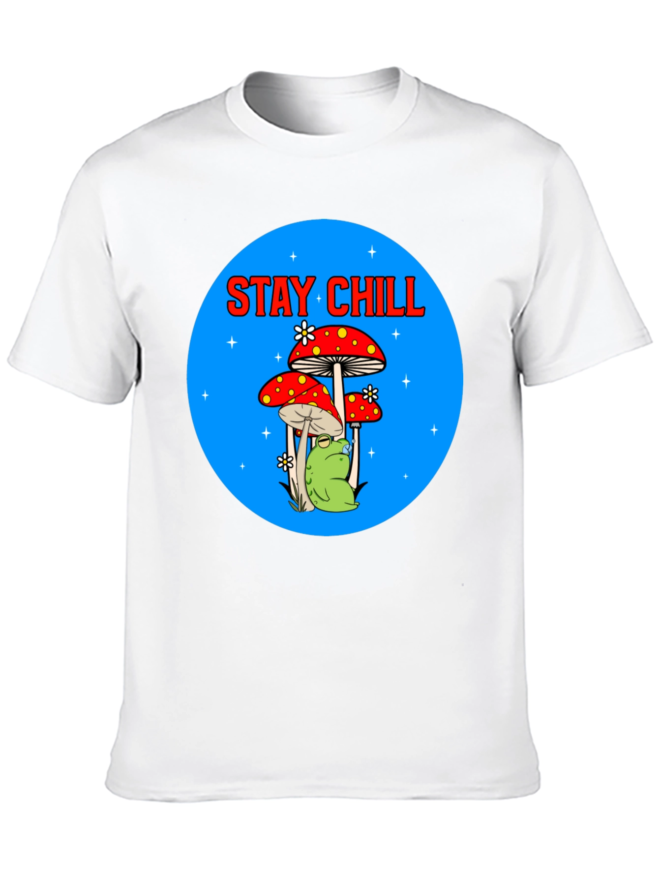Stay Chill Frog Mushroom Graphic Tee