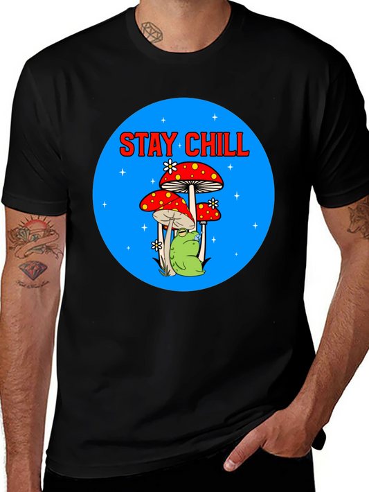 Stay Chill Frog Mushroom Graphic Tee