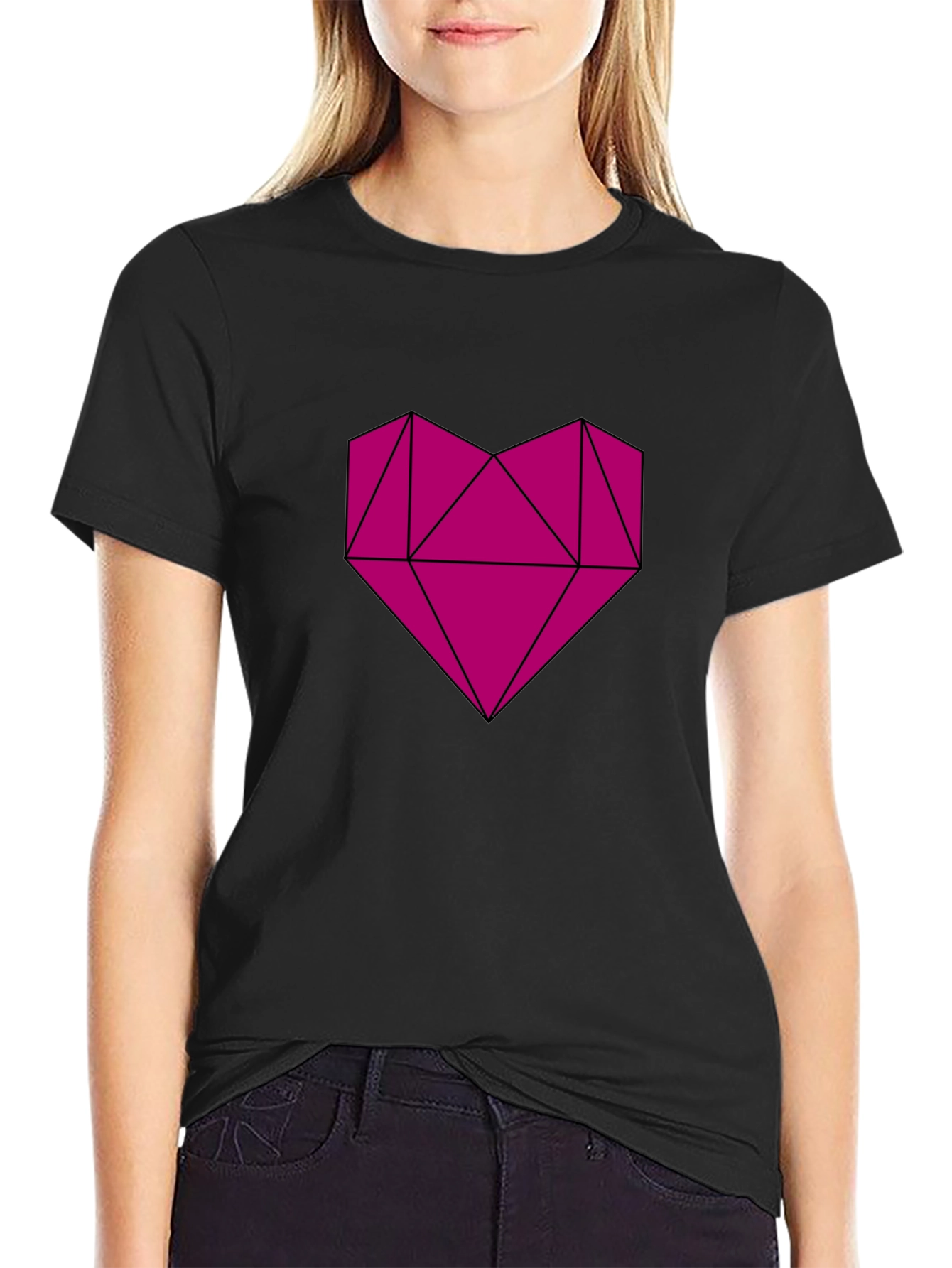 Geometric Heart Graphic Tee - Modern Casual Style