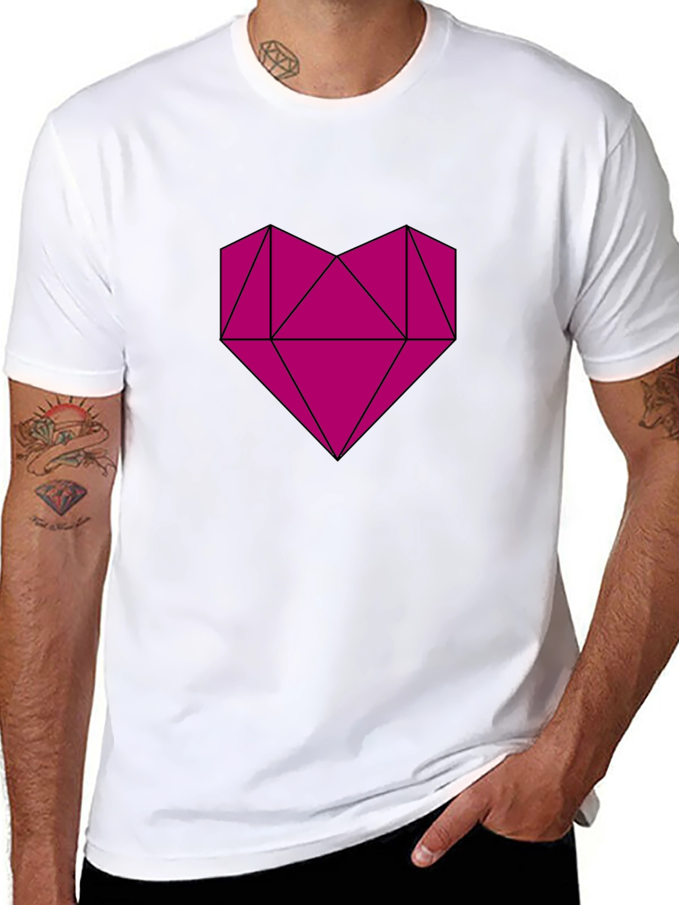 Geometric Heart Graphic Tee - Modern Casual Style