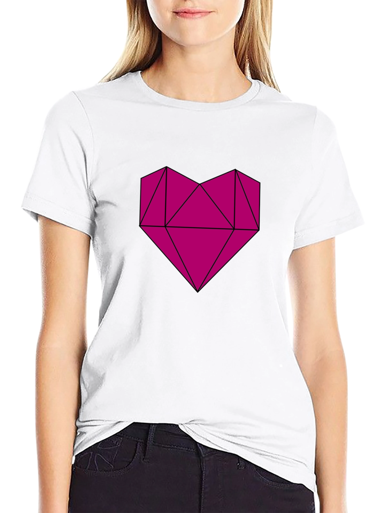 Geometric Heart Graphic Tee - Modern Casual Style