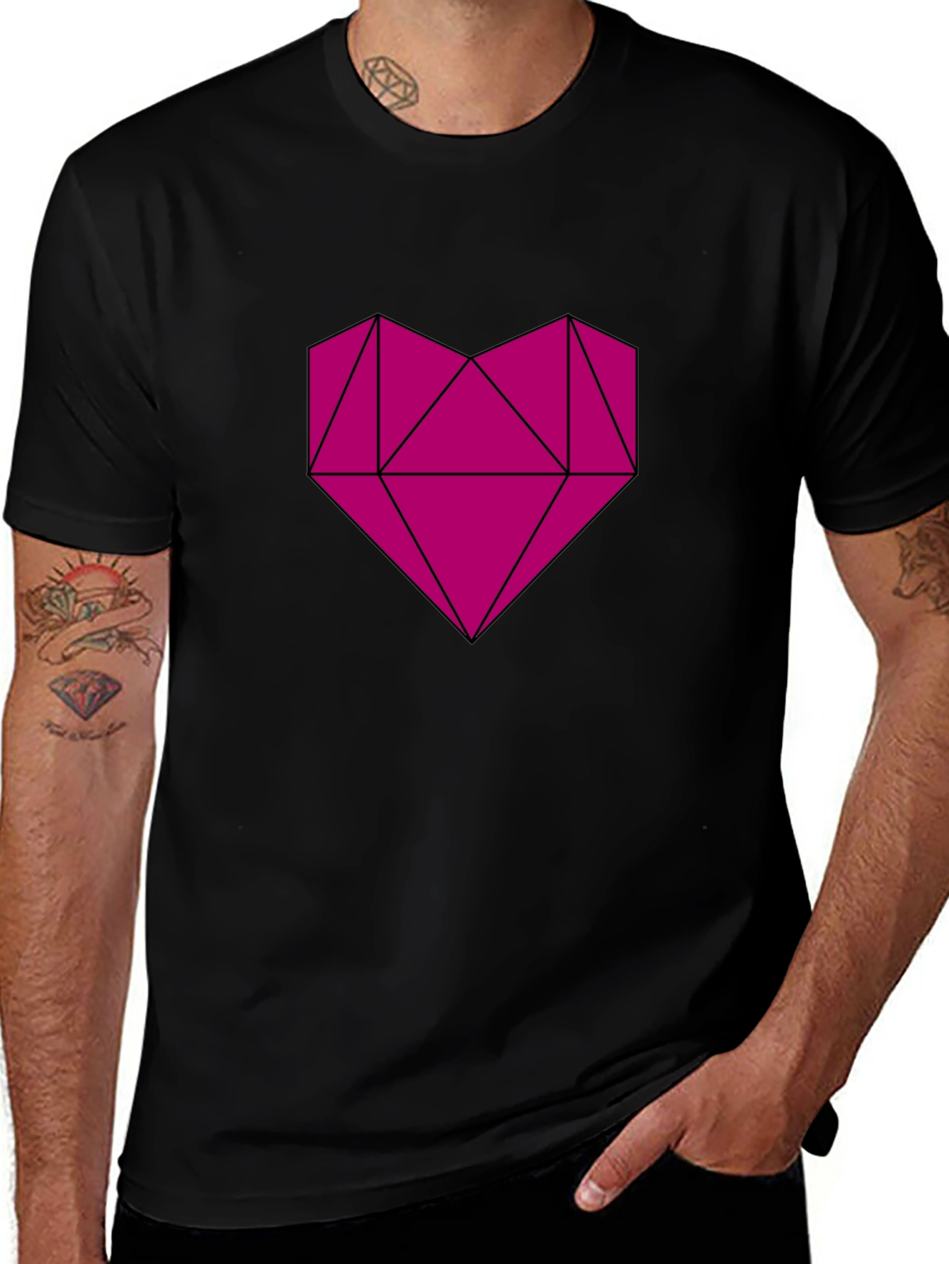 Geometric Heart Graphic Tee - Modern Casual Style