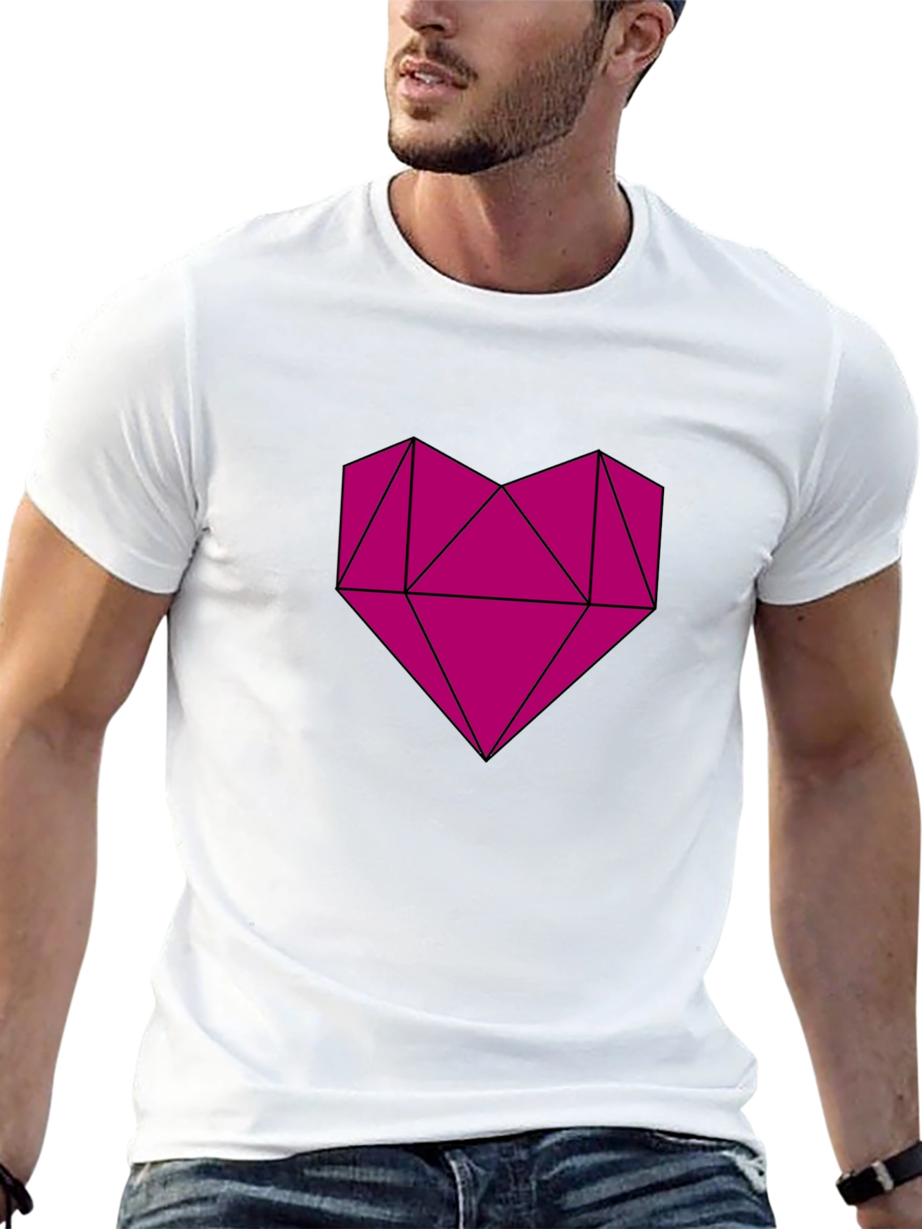 Geometric Heart Graphic Tee - Modern Casual Style