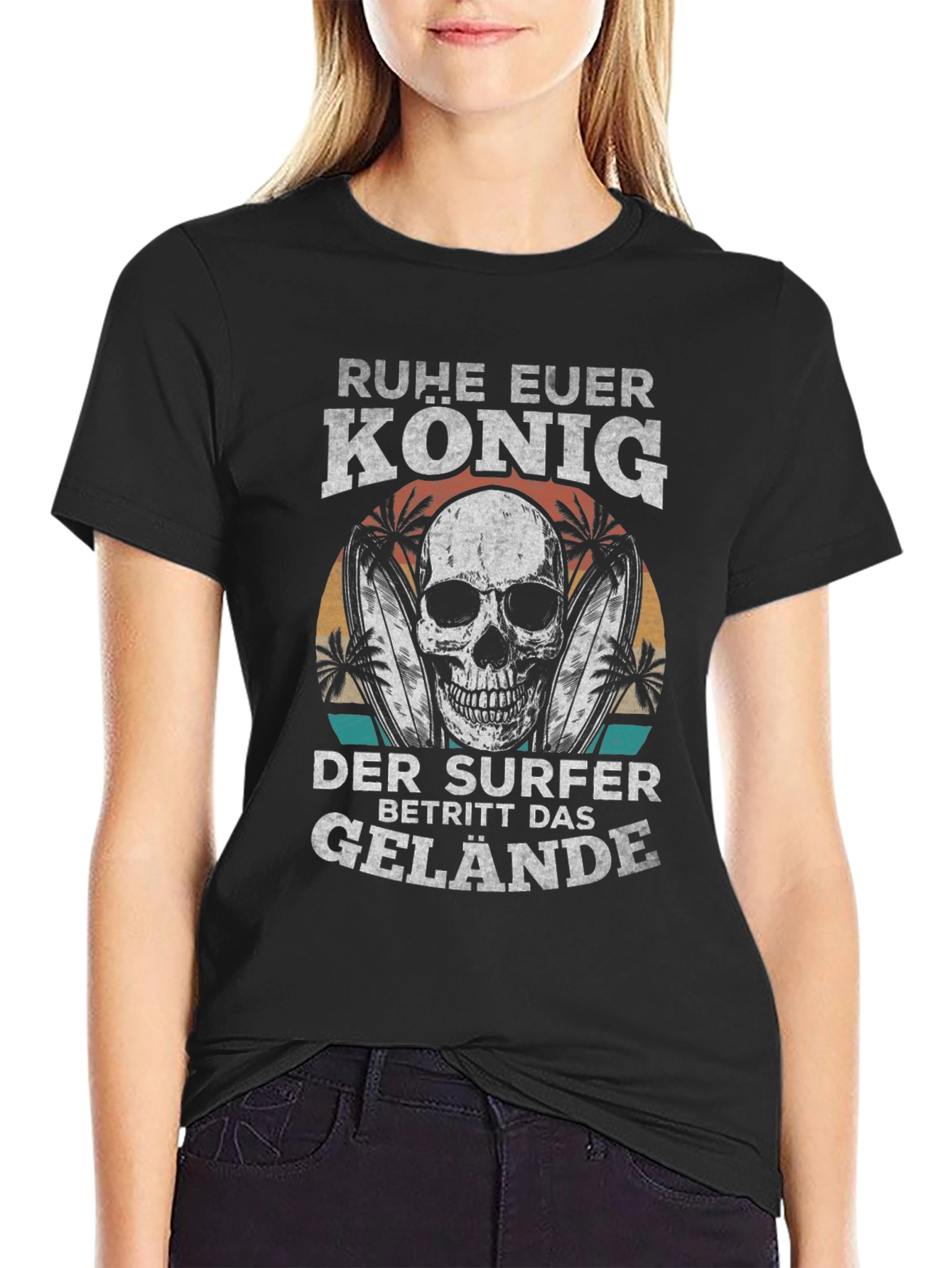Ruhe Euer Konig Surfer Black Graphic Tee