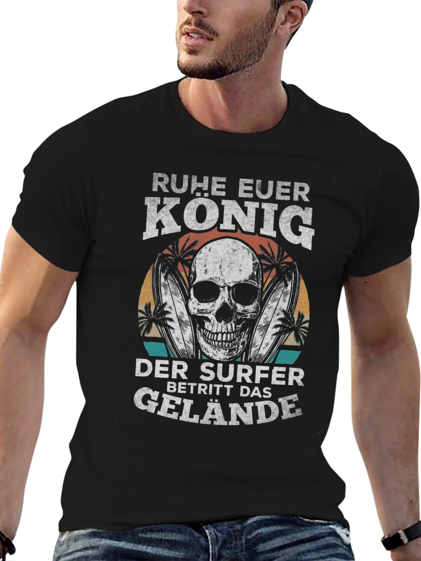 Ruhe Euer Konig Surfer Black Graphic Tee