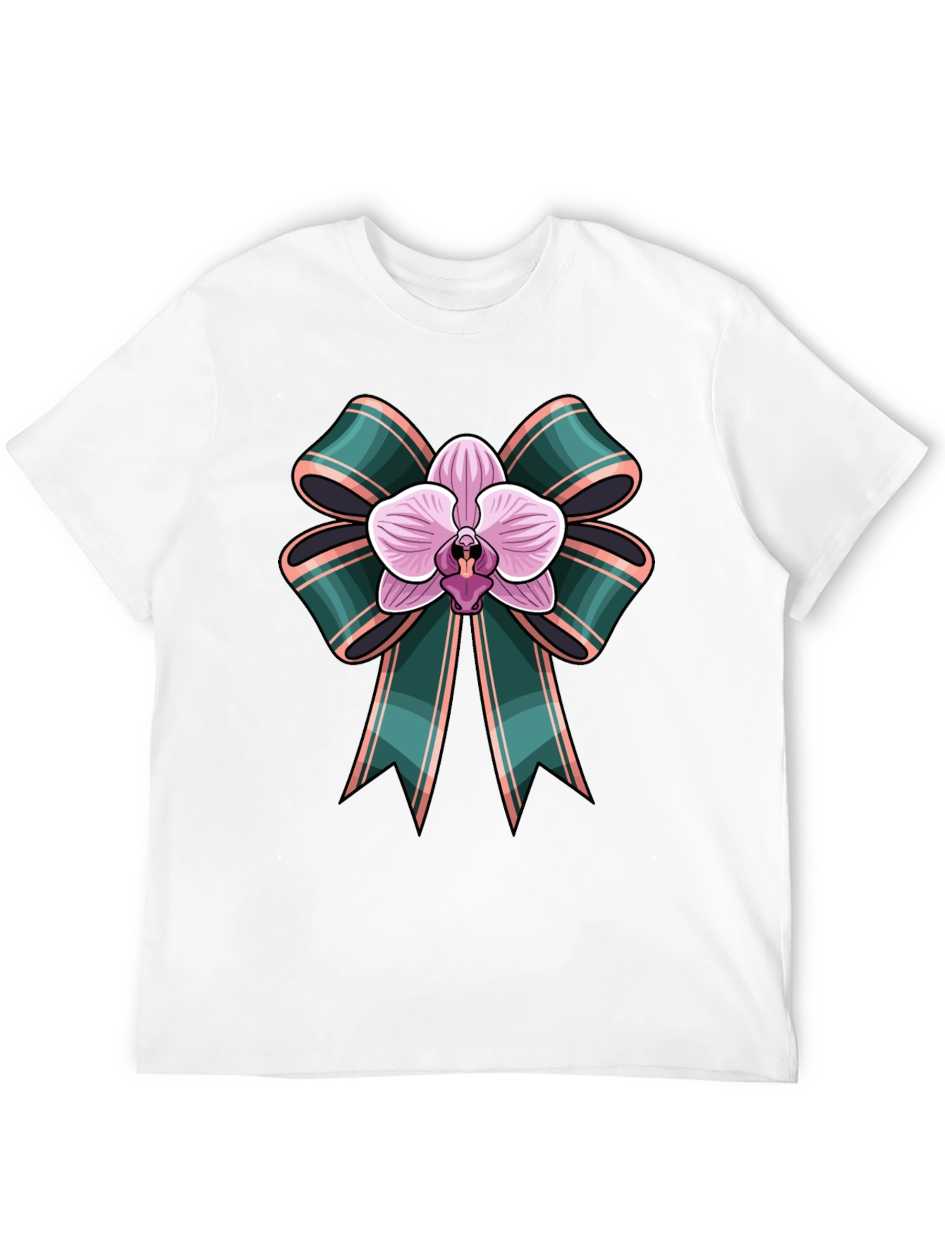 Orchid Bow Graphic Tee - Stylish Casual Wear