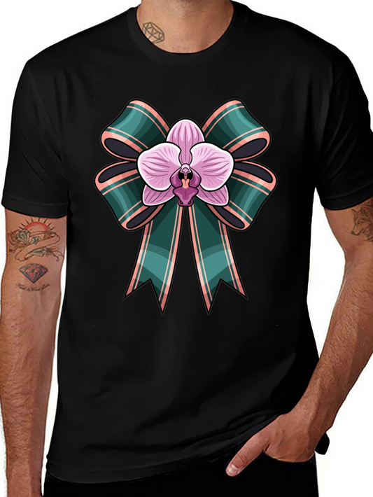 Orchid Bow Graphic Tee - Stylish Casual Wear