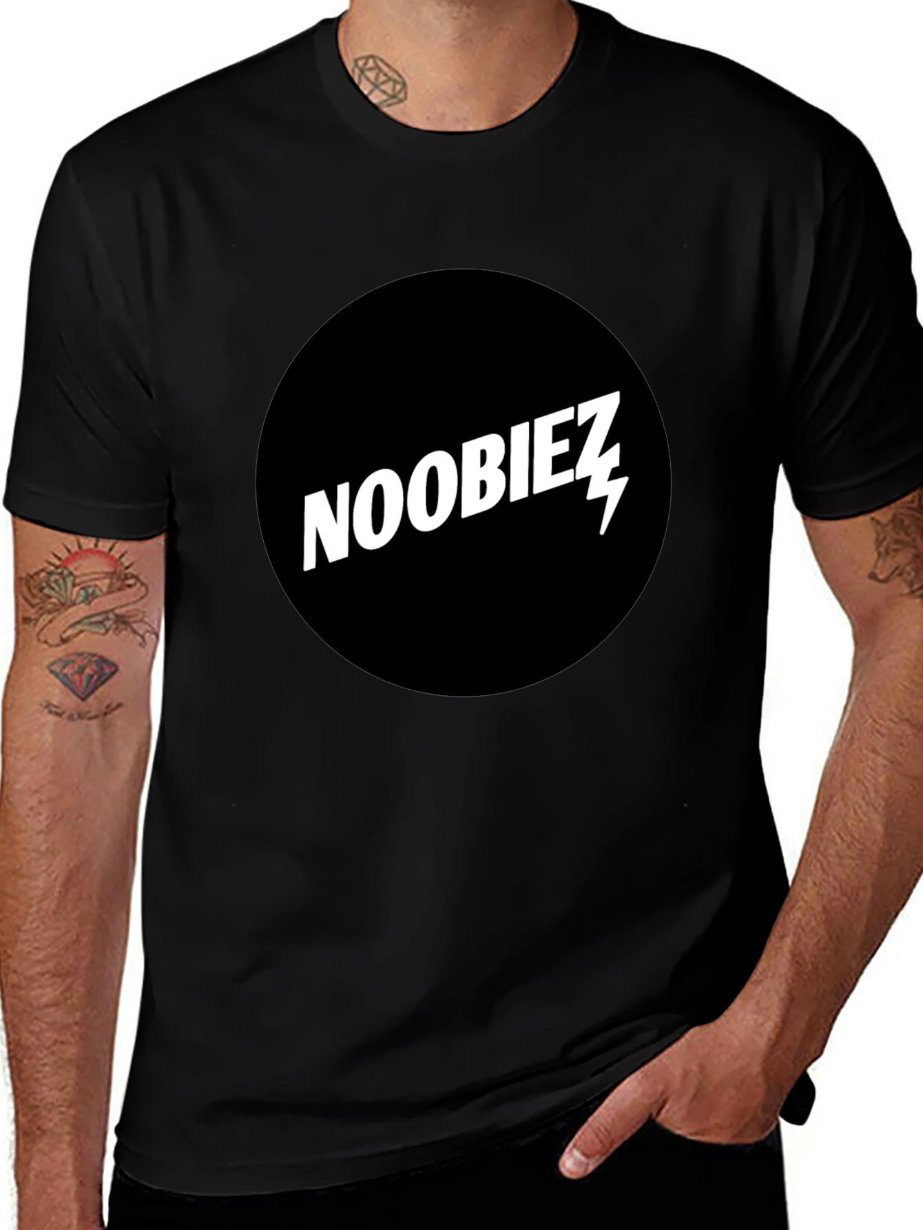 Noobiez Graphic Tee - Black Cotton Crew Neck T-Shirt