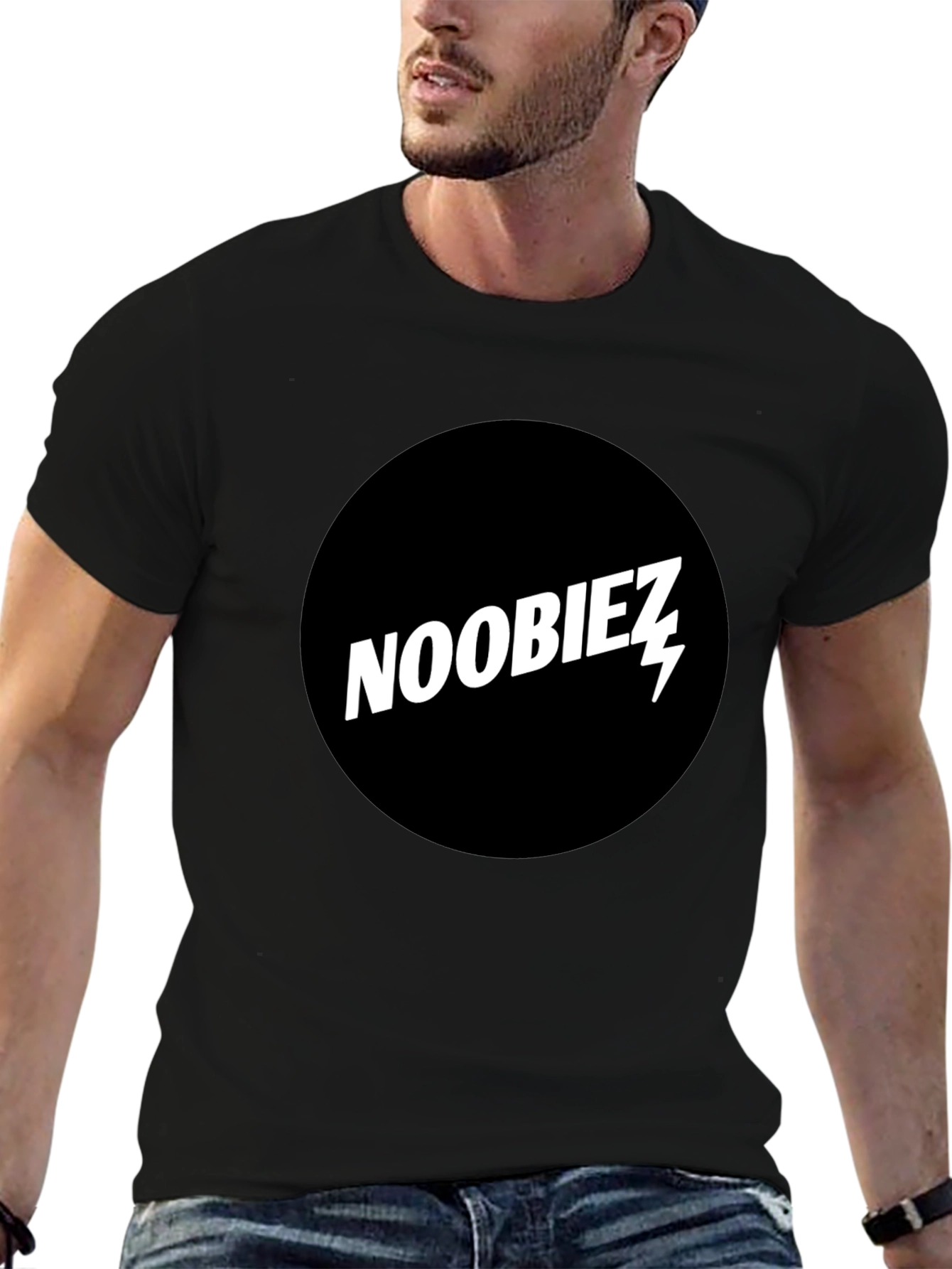 Noobiez Graphic Tee - Black Cotton Crew Neck T-Shirt