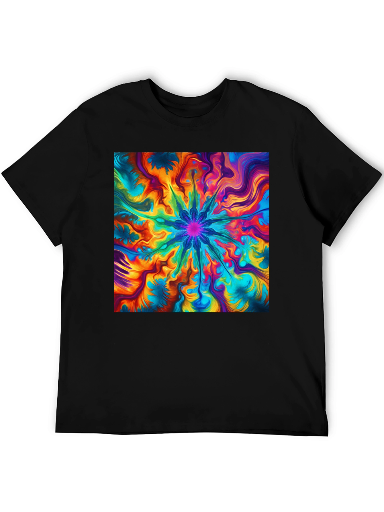 Vibrant Abstract Art Black T-Shirt