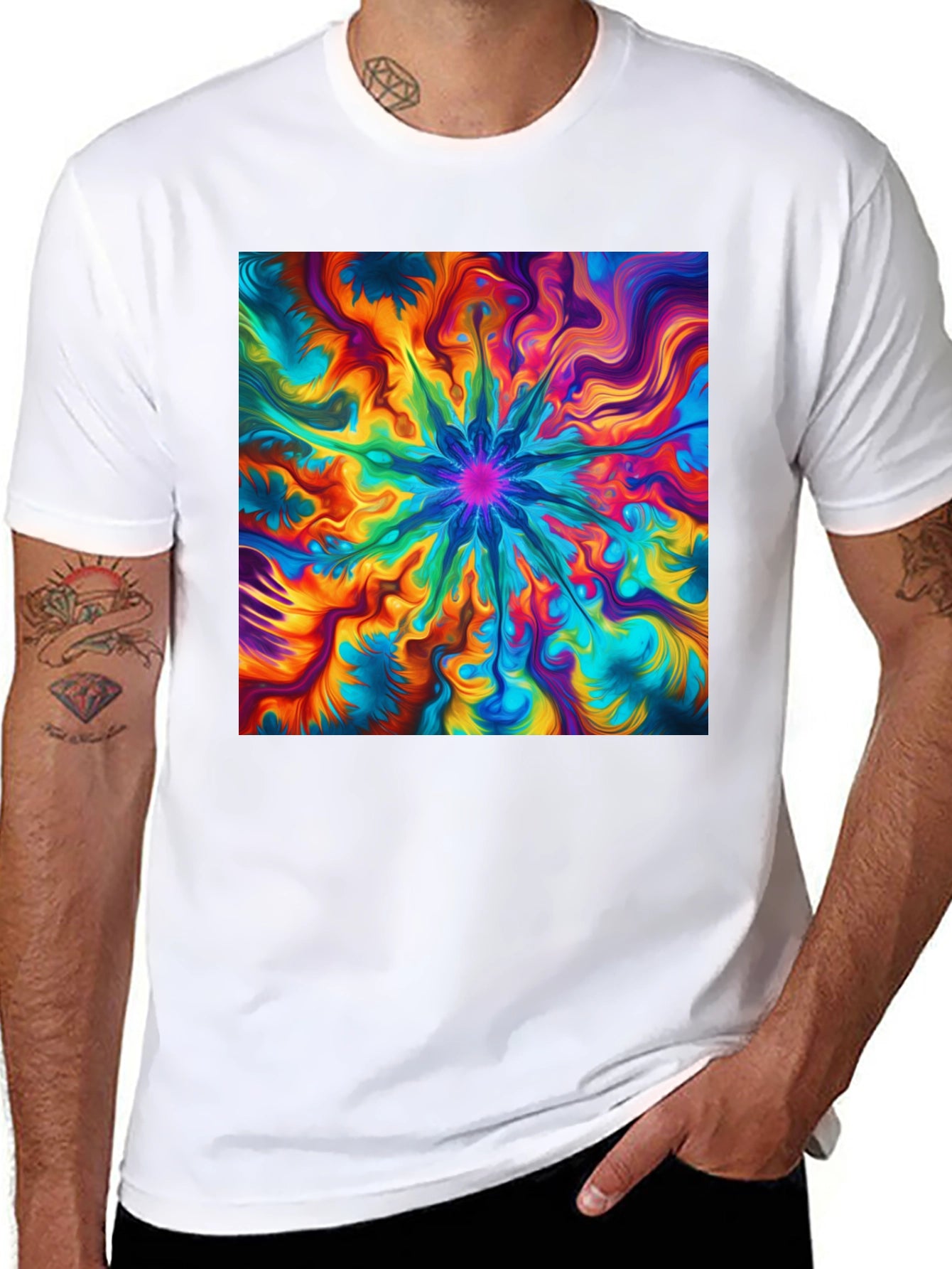 Vibrant Abstract Art Black T-Shirt
