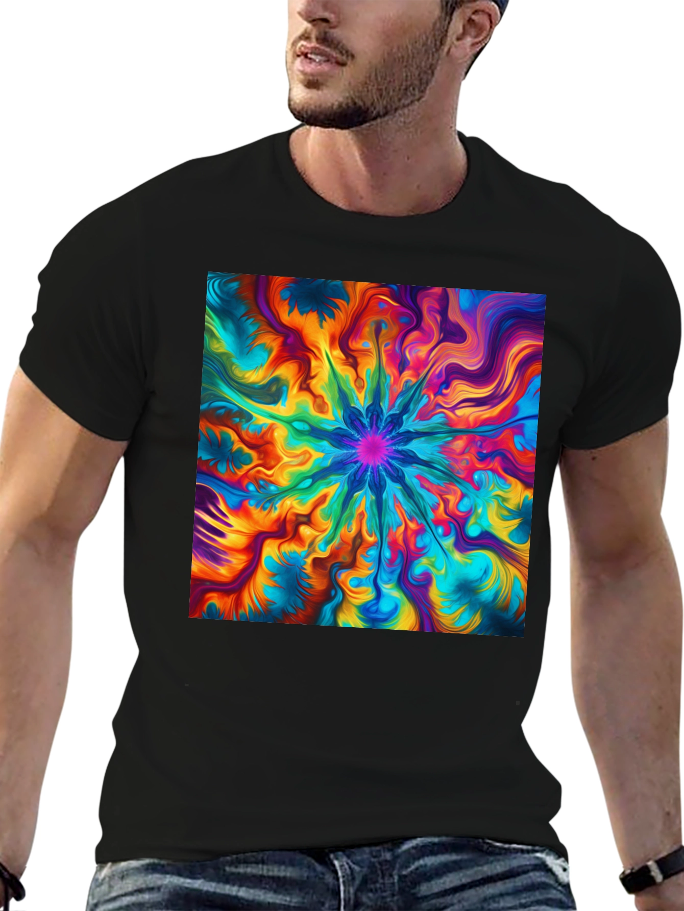 Vibrant Abstract Art Black T-Shirt