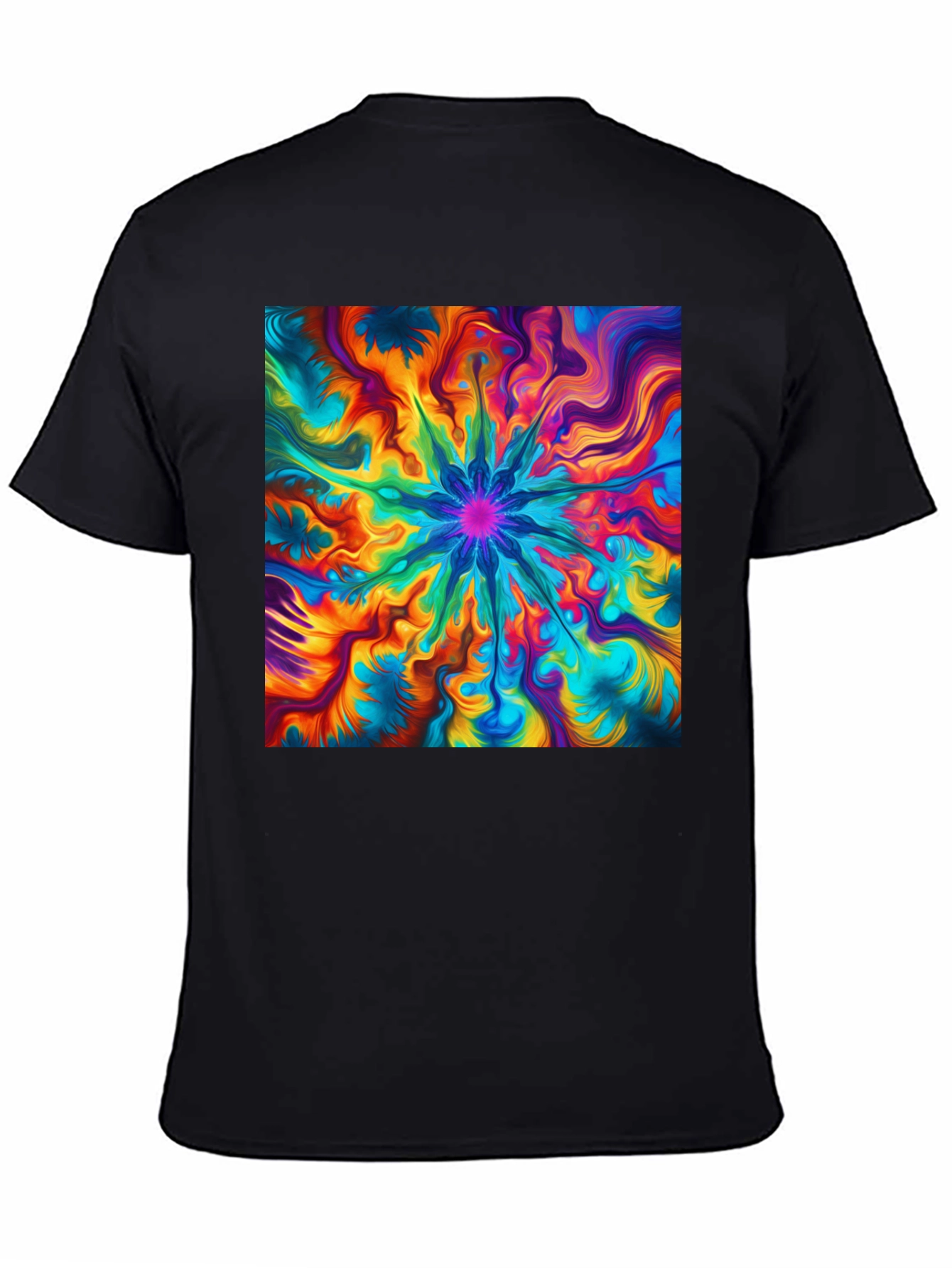 Vibrant Abstract Art Black T-Shirt
