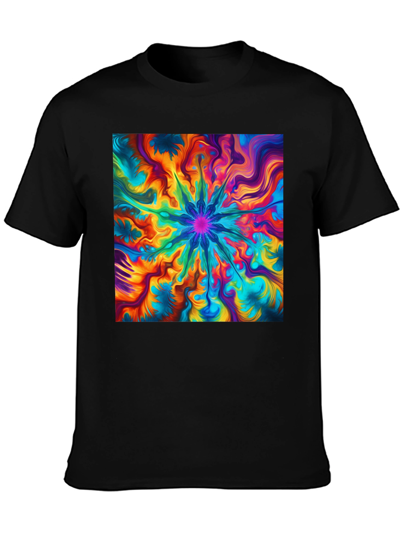 Vibrant Abstract Art Black T-Shirt