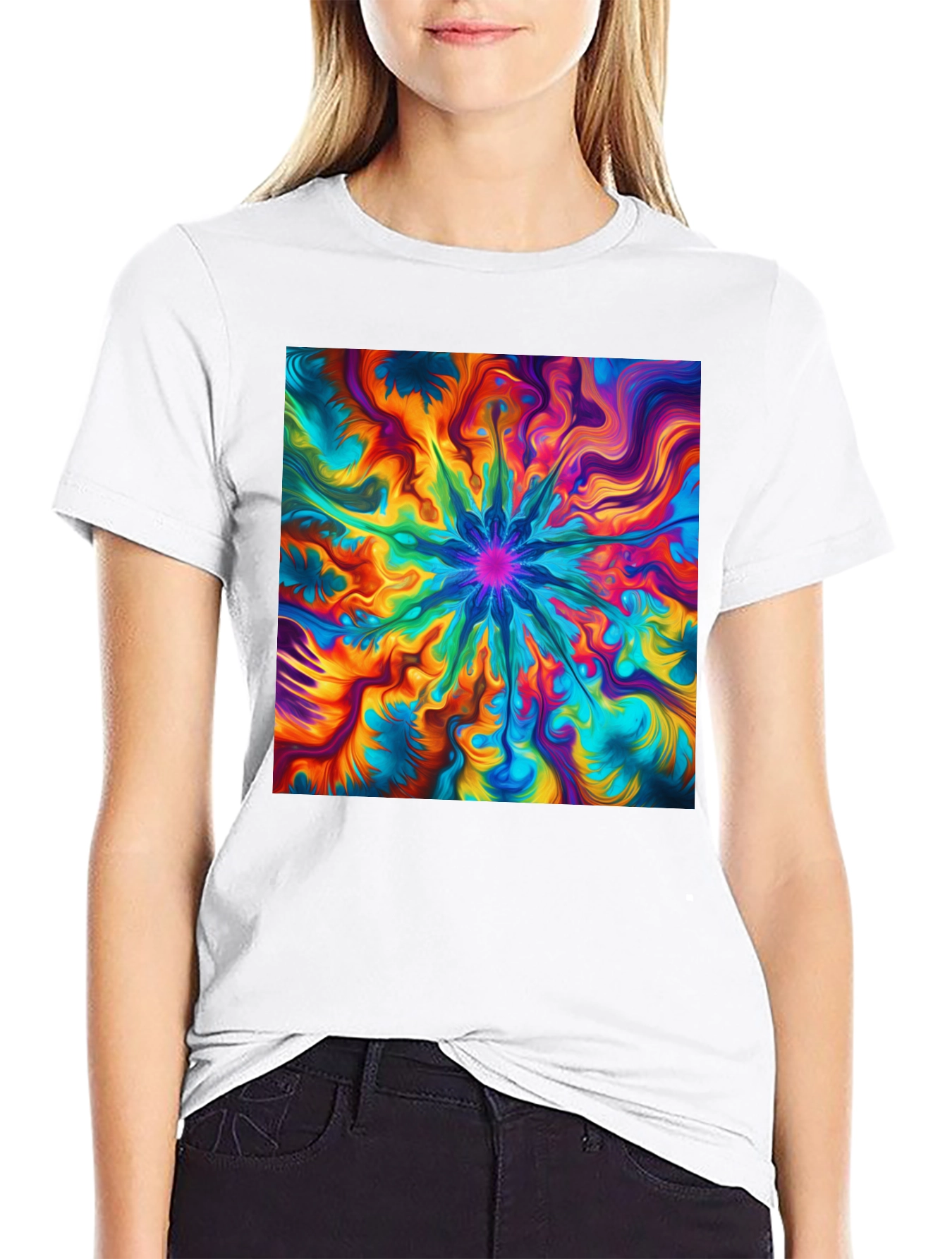 Vibrant Abstract Art Black T-Shirt