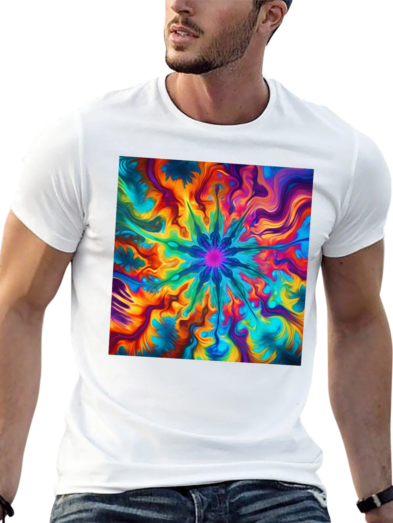 Vibrant Abstract Art Black T-Shirt