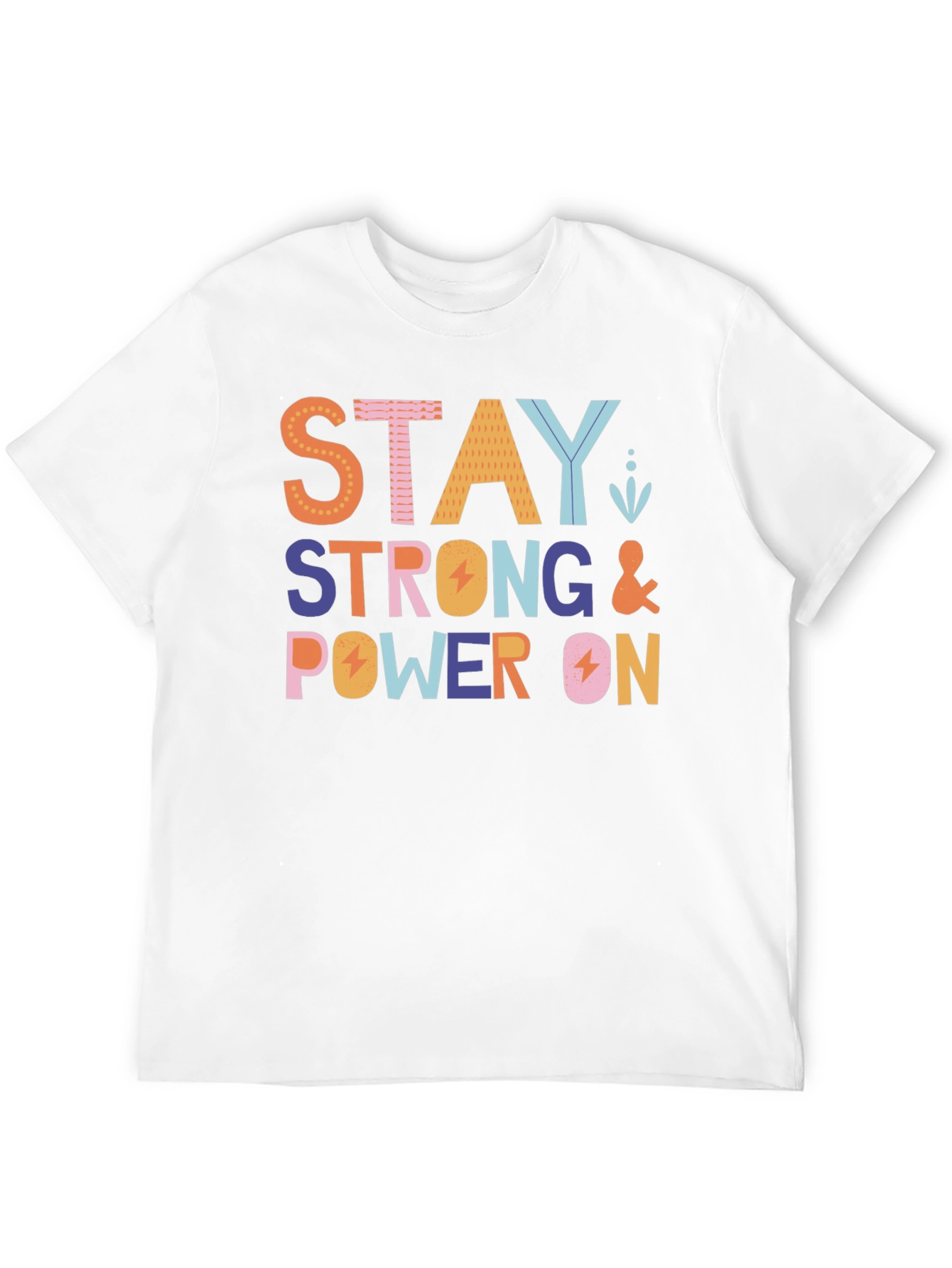 Stay Strong & Power On Black Graphic Tee