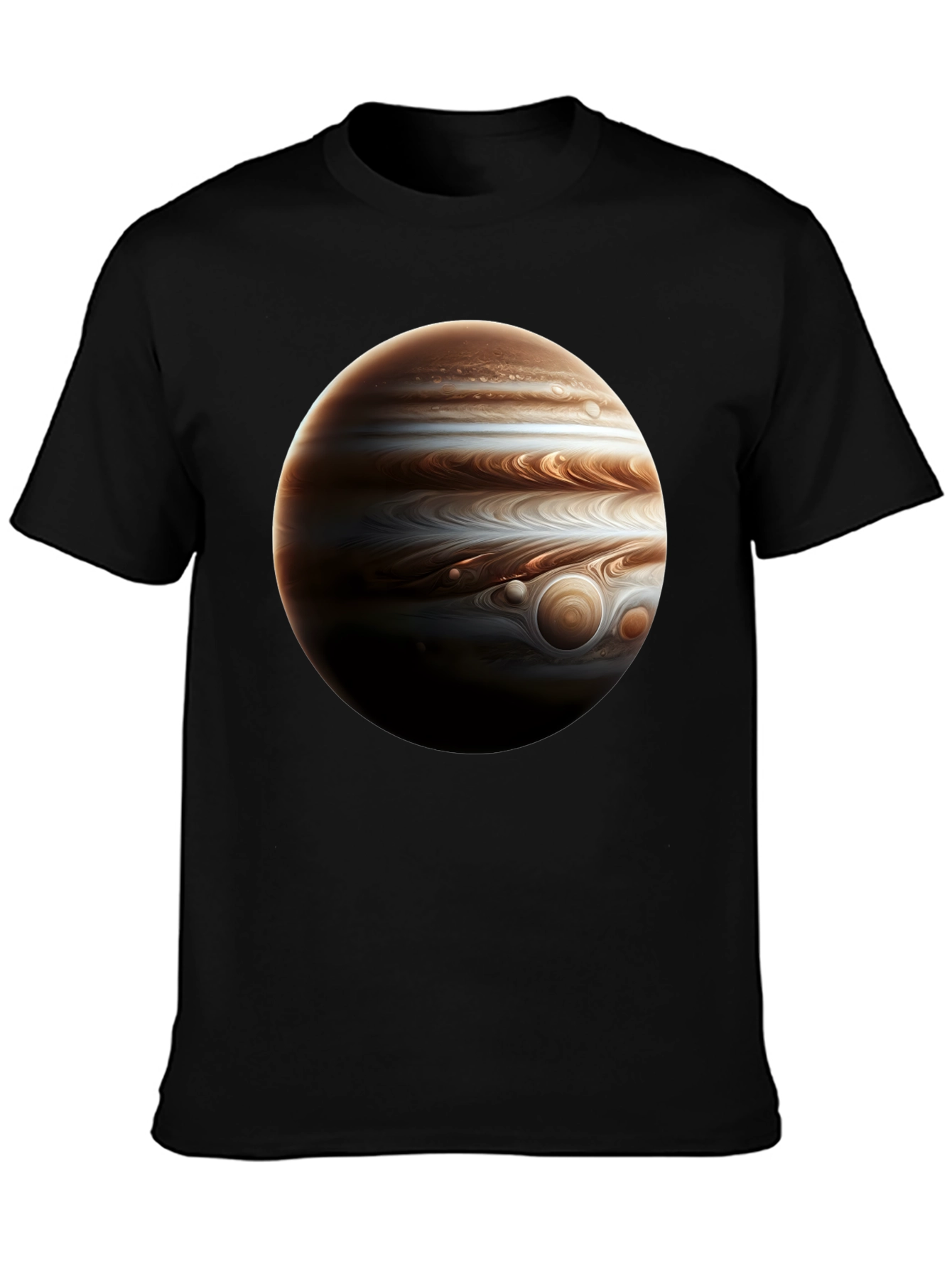 Jupiter Planet Graphic Tee - Black Cotton Casual Wear