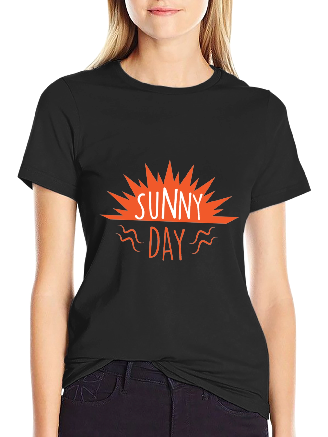 Sunny Day Graphic Tee - Black Casual T-Shirt
