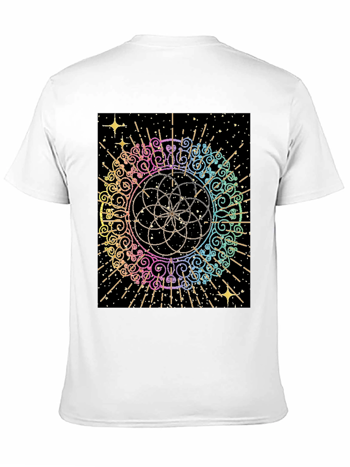 Geometric Rainbow Mandala Graphic T-Shirt