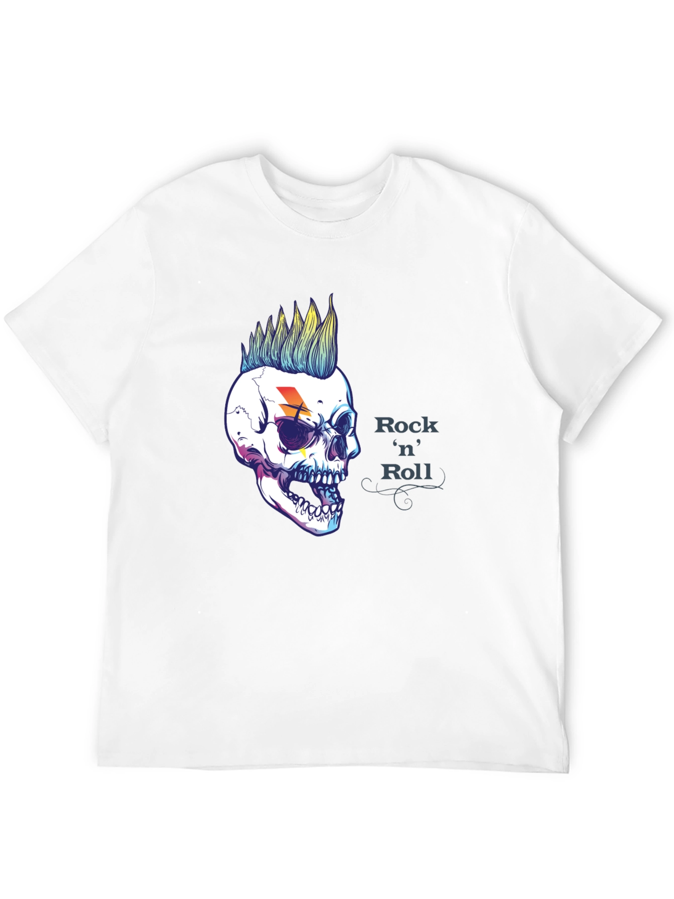 Rock n Roll Skull Graphic Black T-Shirt
