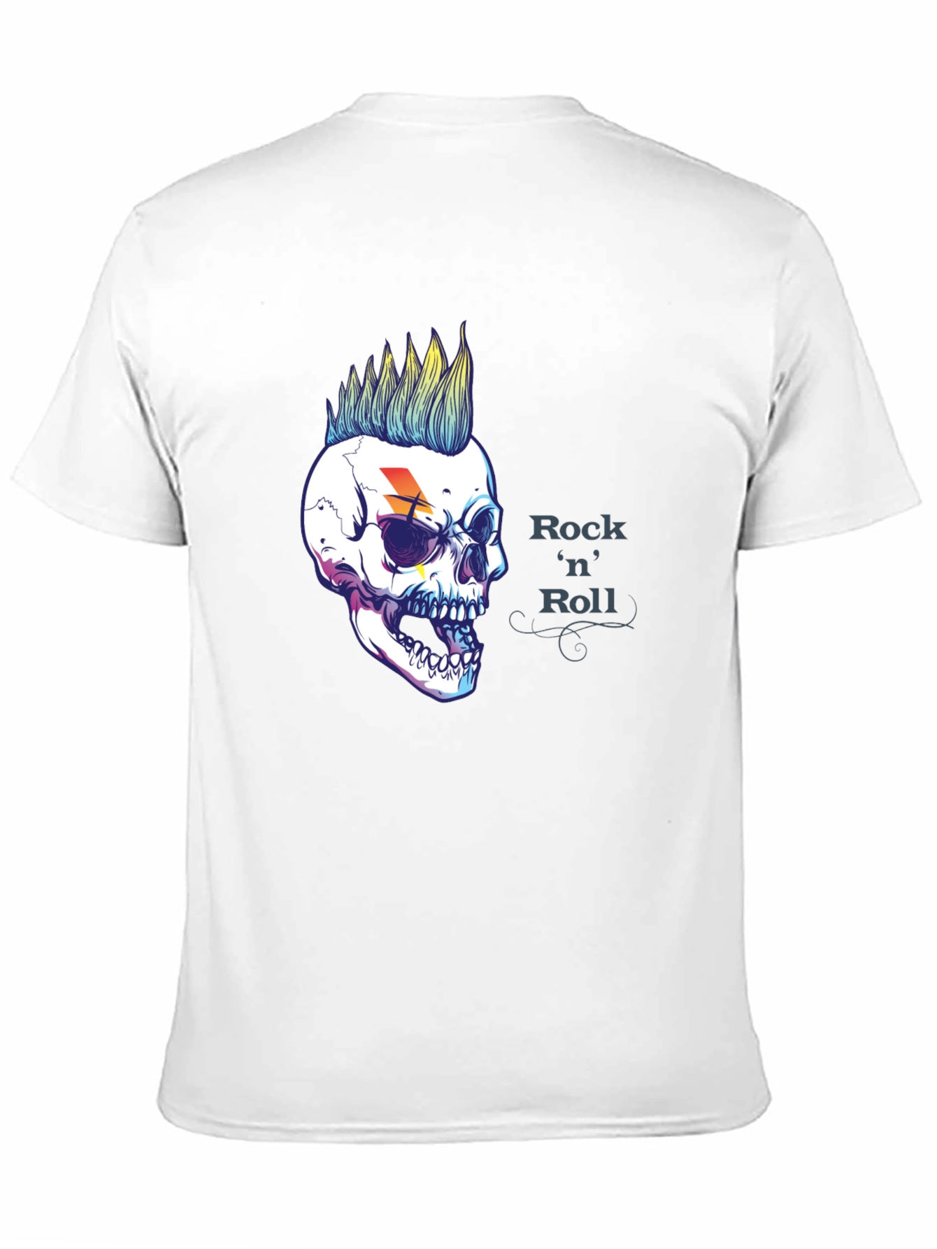 Rock n Roll Skull Graphic Black T-Shirt