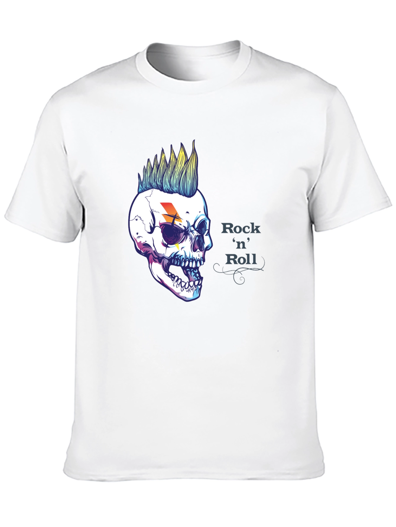 Rock n Roll Skull Graphic Black T-Shirt
