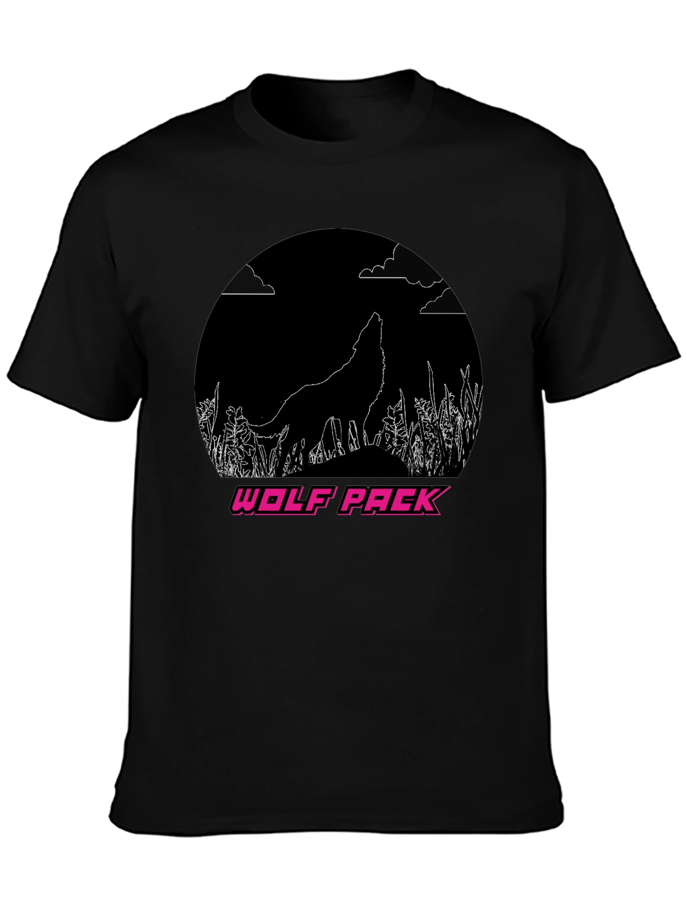 Wolf Pack Graphic Tee - Black Crew Neck