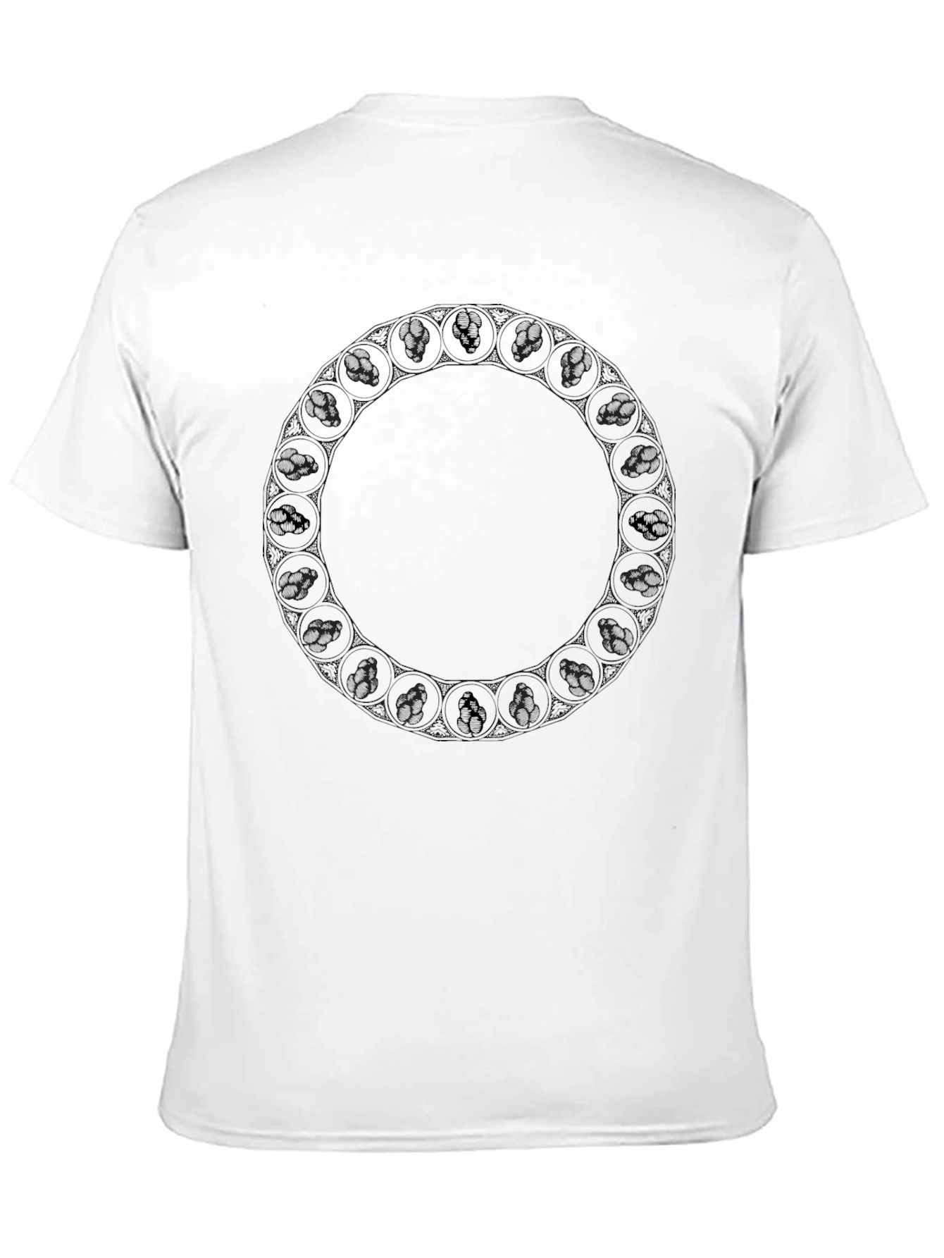 Mens Black T-Shirt with Gothic Skull Circle Design