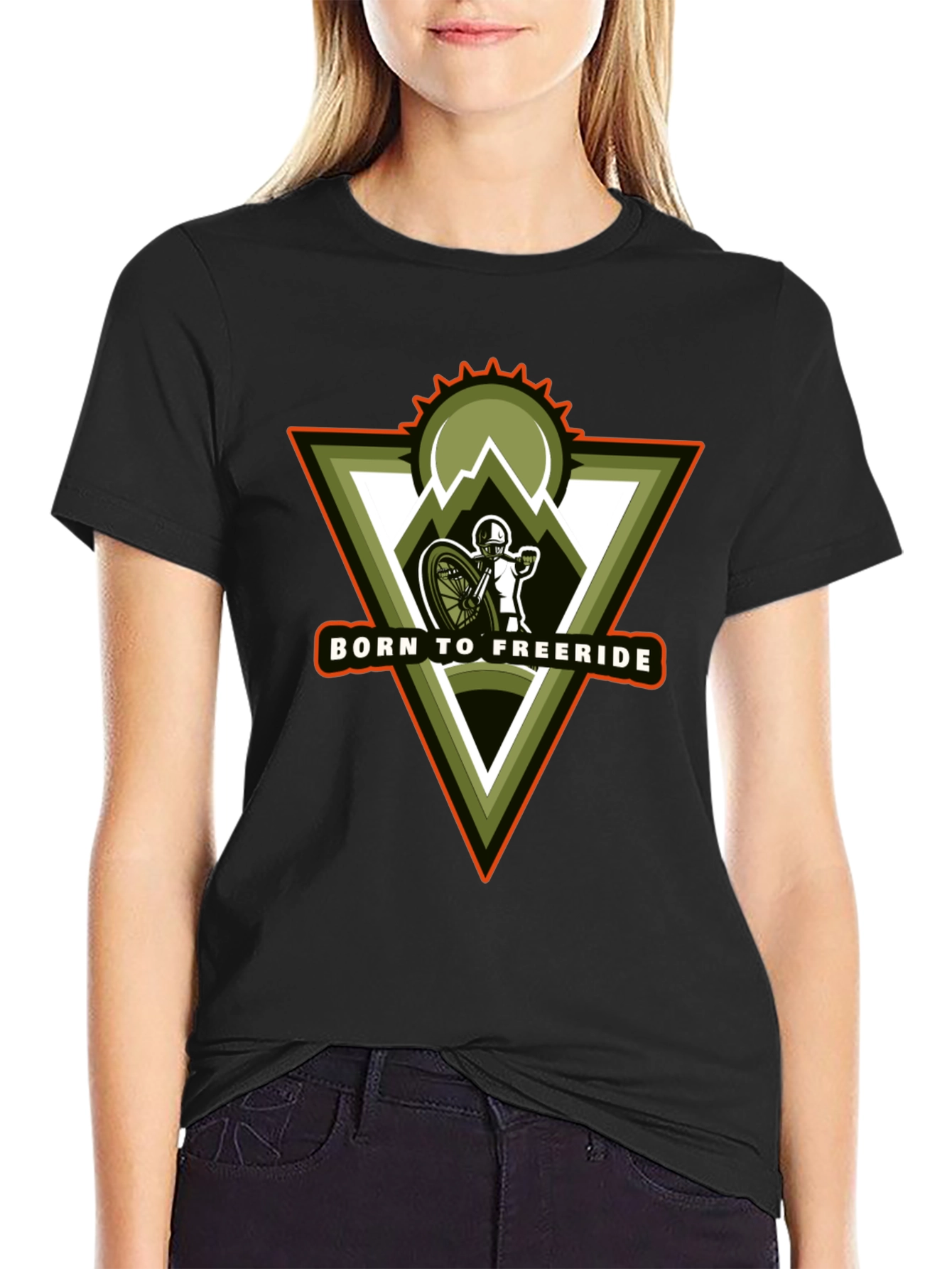 Born to Freeride Mountain Biker Black T-Shirt