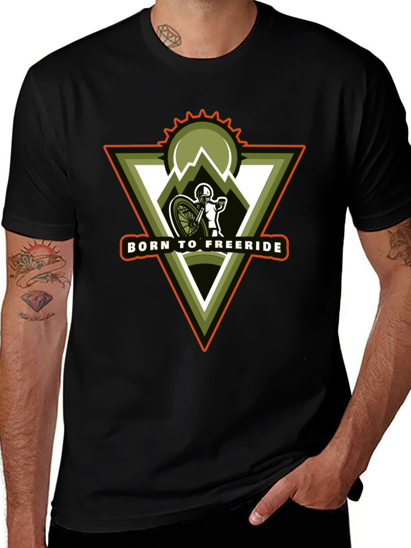 Born to Freeride Mountain Biker Black T-Shirt