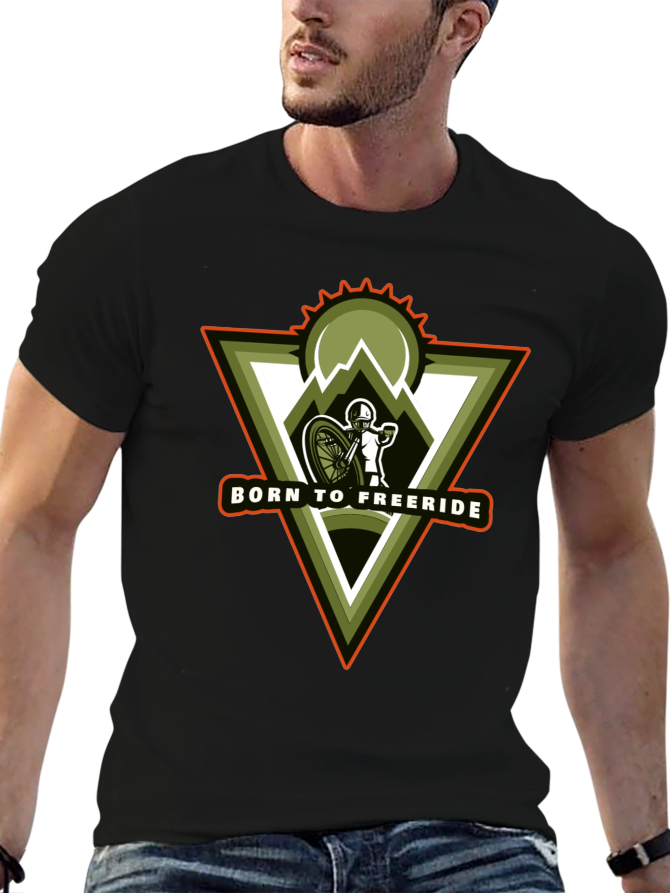 Born to Freeride Mountain Biker Black T-Shirt