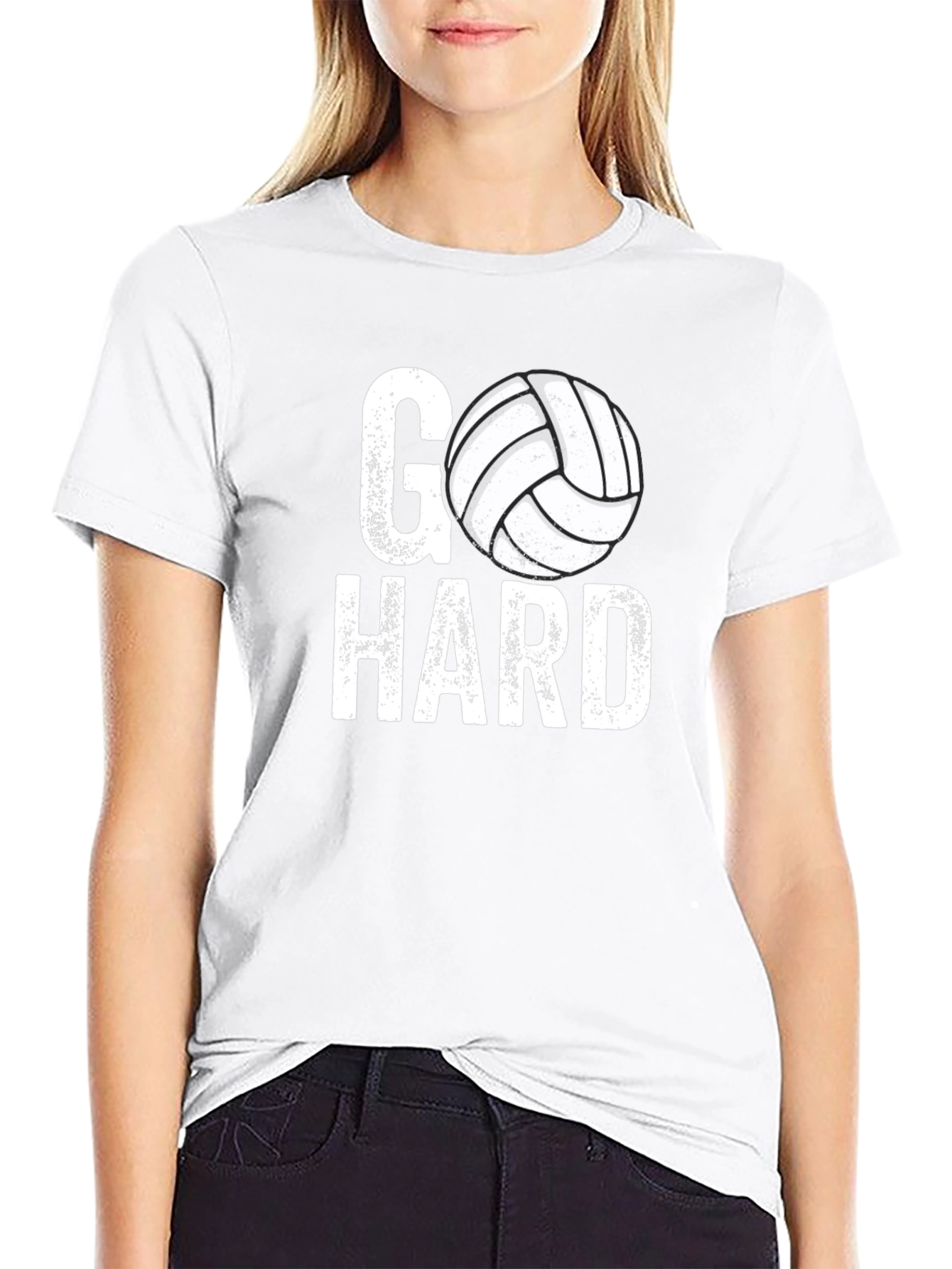 Go Hard Volleyball Graphic Tee - Black Casual T-Shirt
