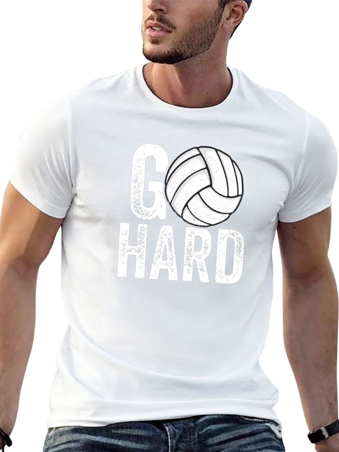 Go Hard Volleyball Graphic Tee - Black Casual T-Shirt
