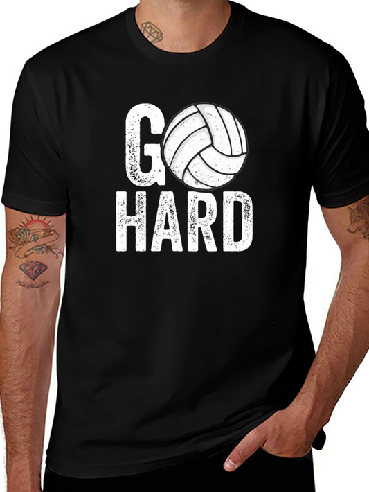 Go Hard Volleyball Graphic Tee - Black Casual T-Shirt
