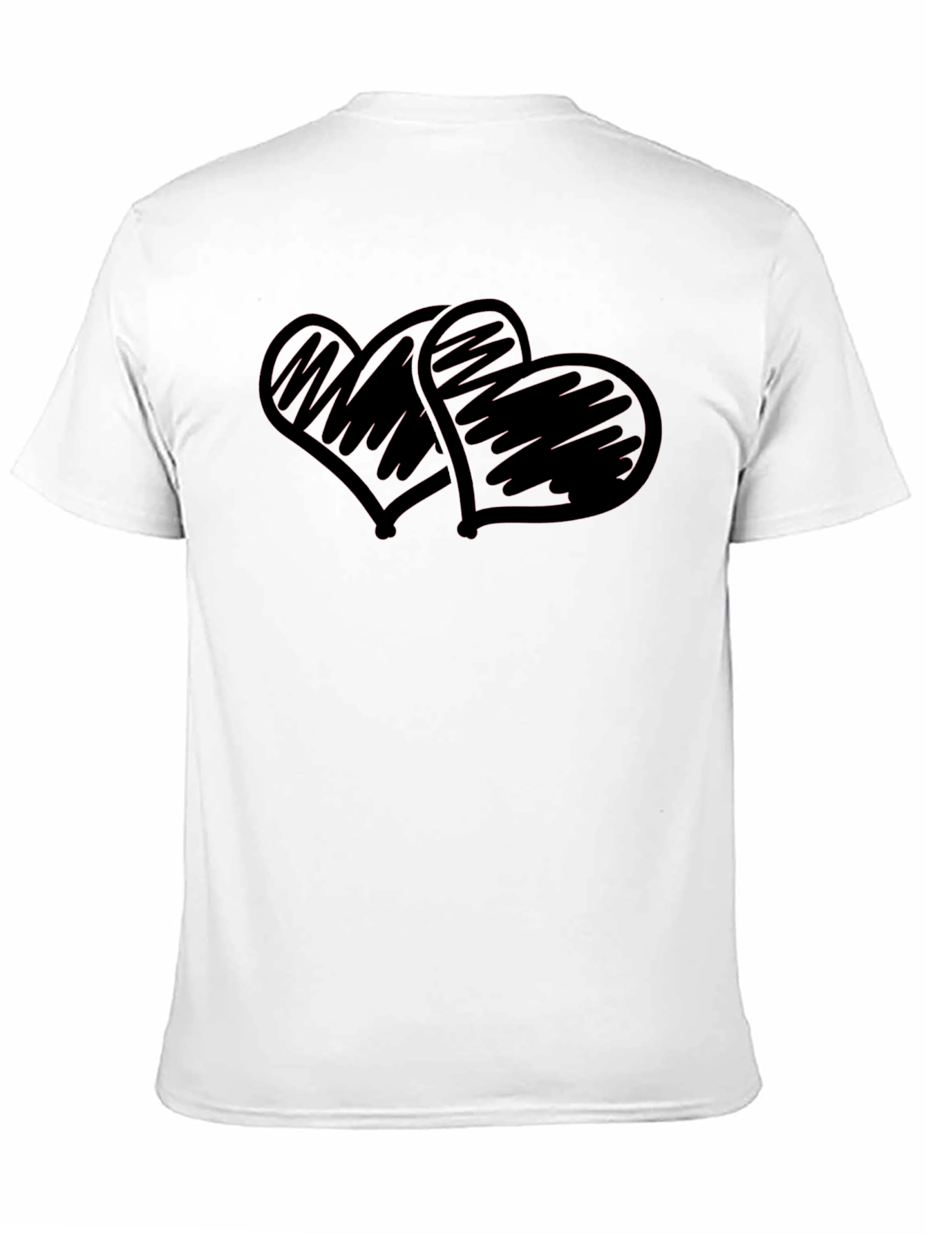 Black T-Shirt with Scribbled Hearts Design