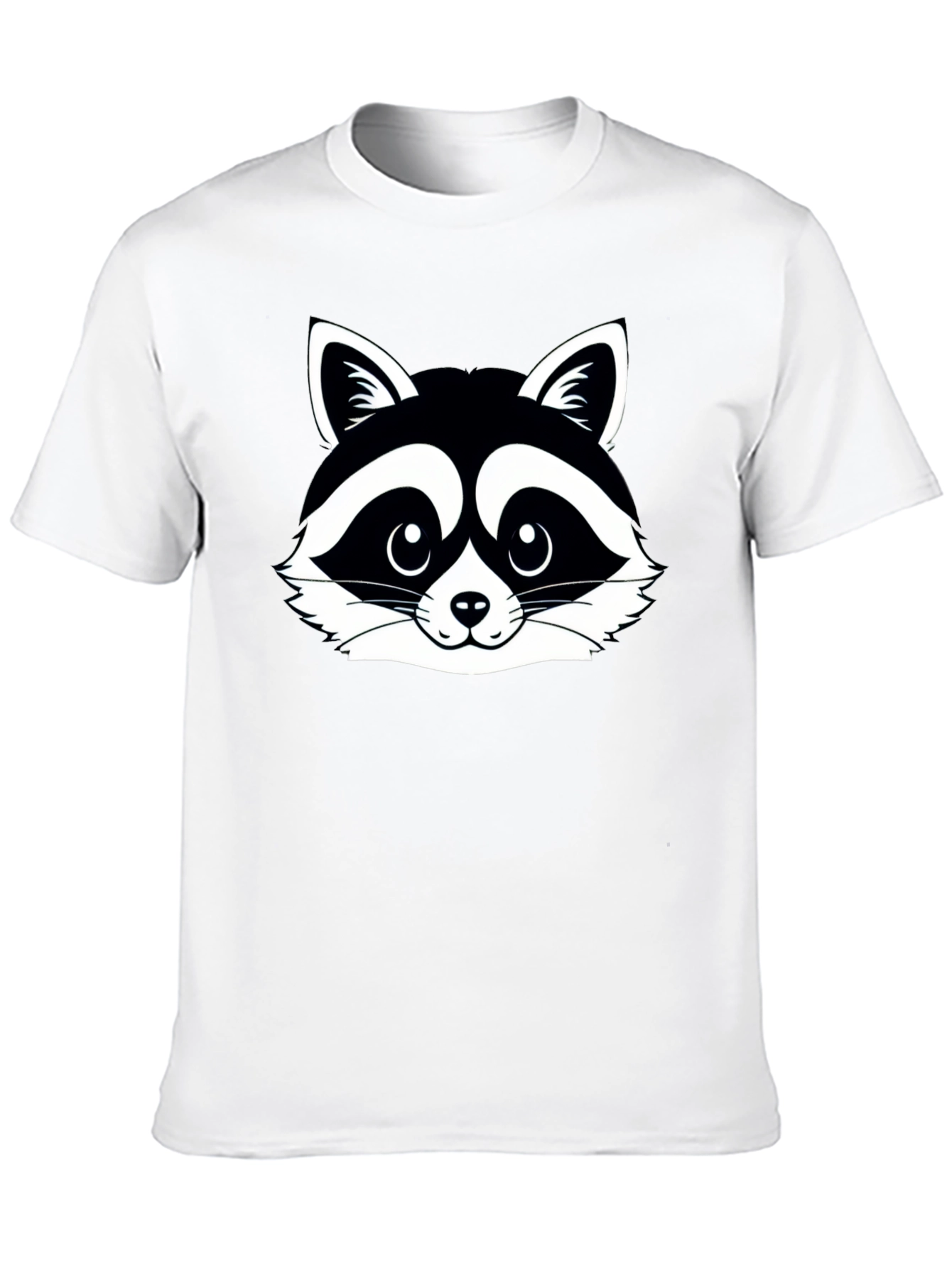 Raccoon Graphic Tee - Black Cotton Crew Neck Shirt