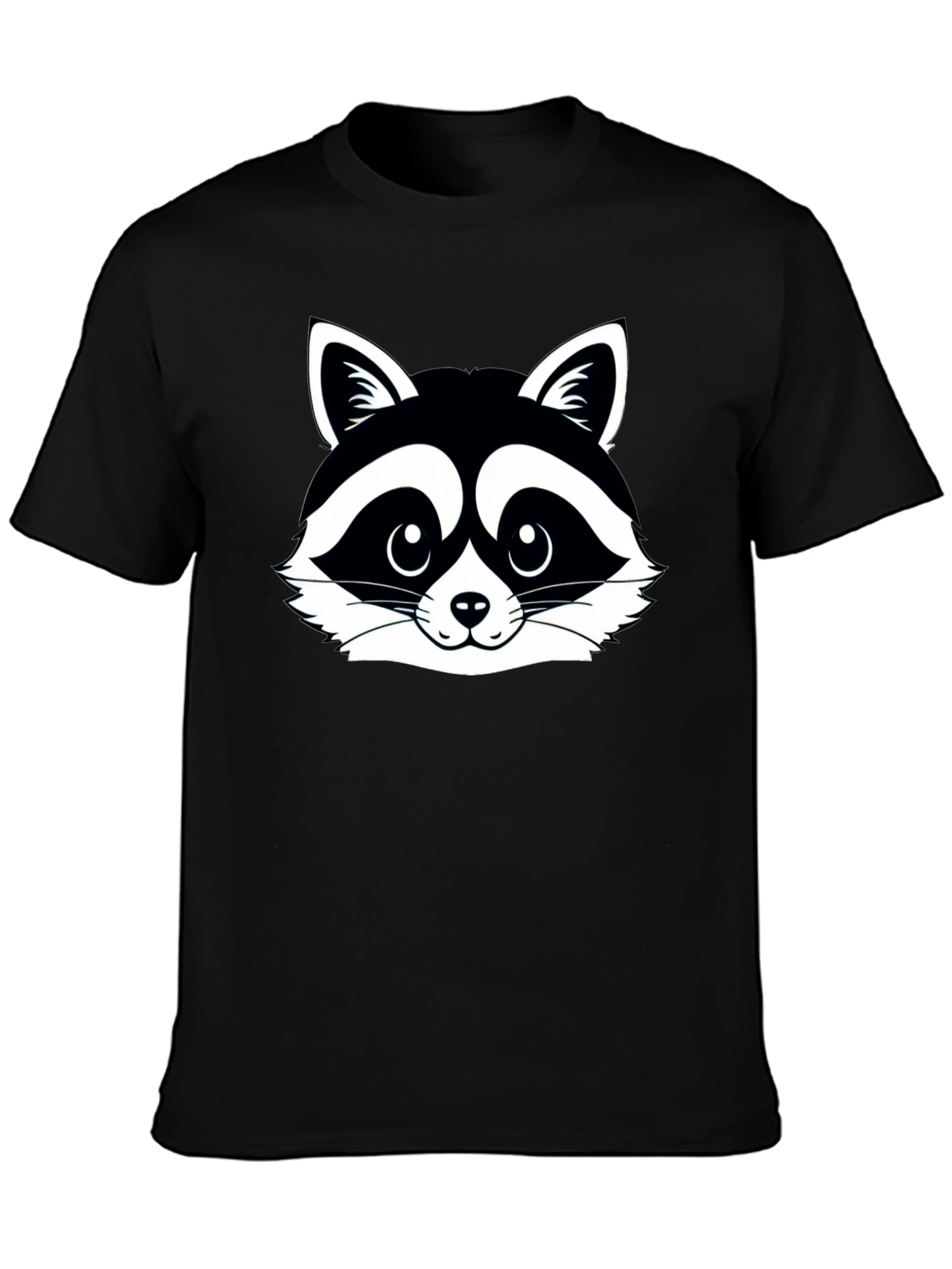 Raccoon Graphic Tee - Black Cotton Crew Neck Shirt