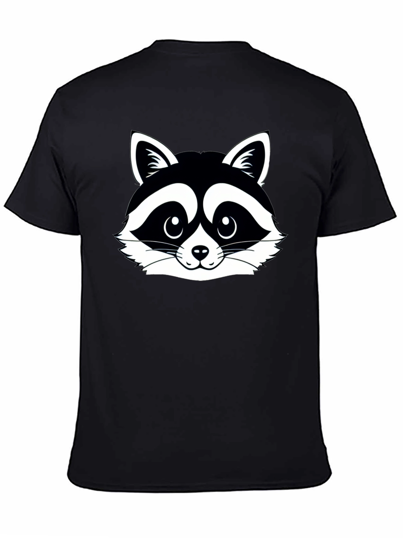 Raccoon Graphic Tee - Black Cotton Crew Neck Shirt